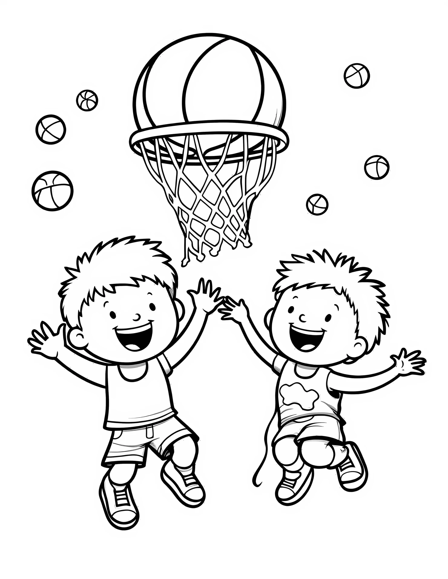 Slam dunk for kids coloring page on white color background #32742