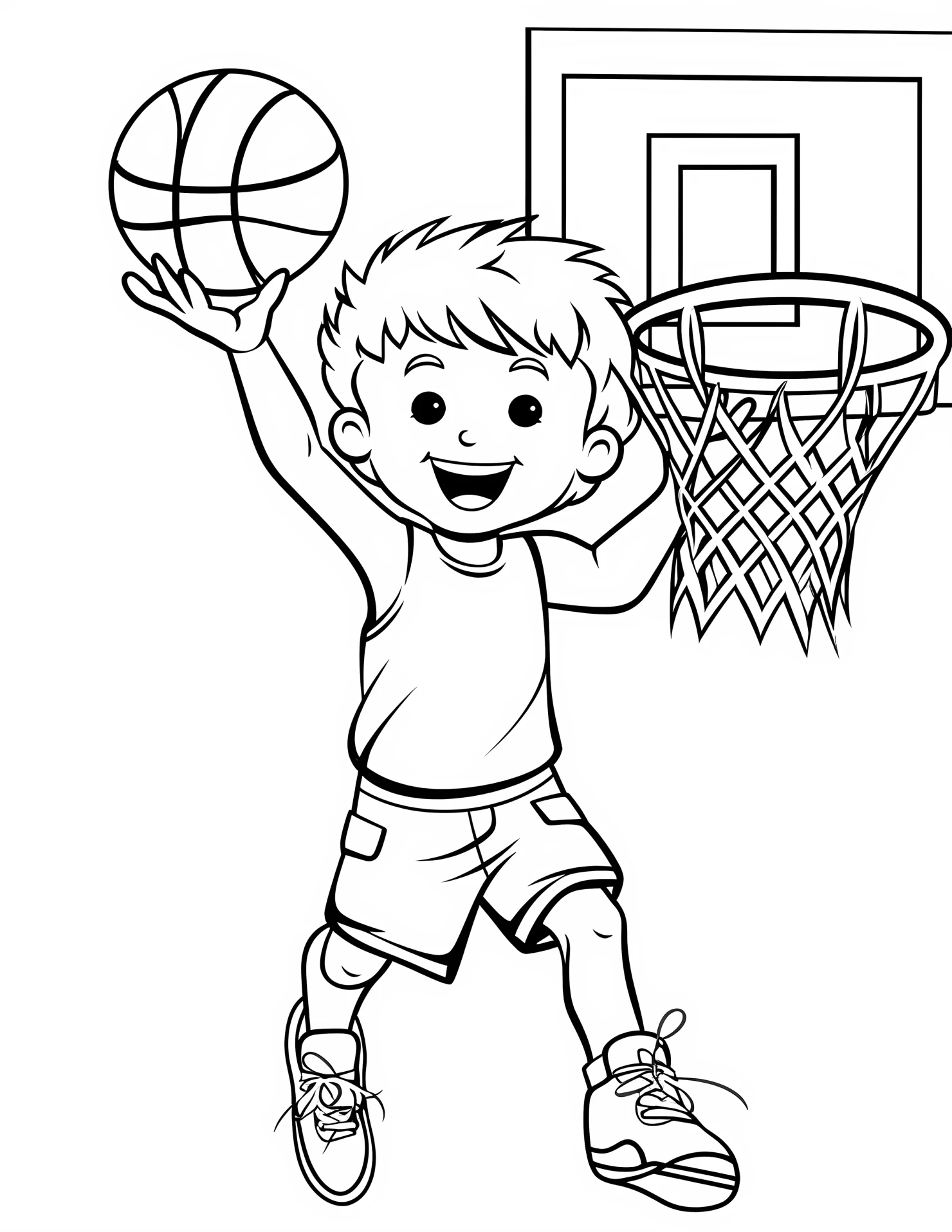 Slam dunk for kids coloring page on white color background #32743