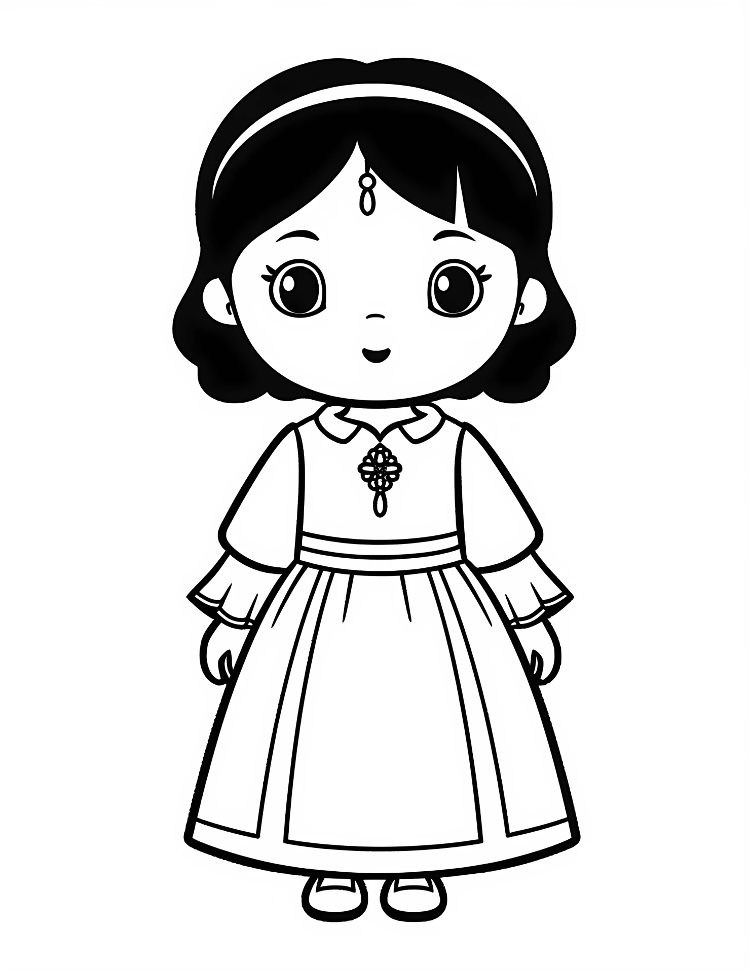 Snow White for kids coloring page on white color background #32763