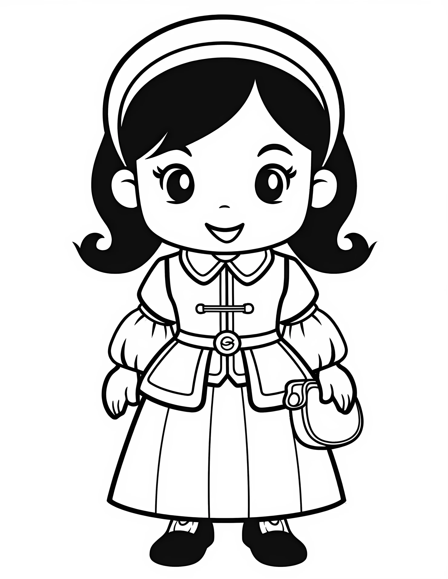 Snow White for kids coloring page on white color background #32764