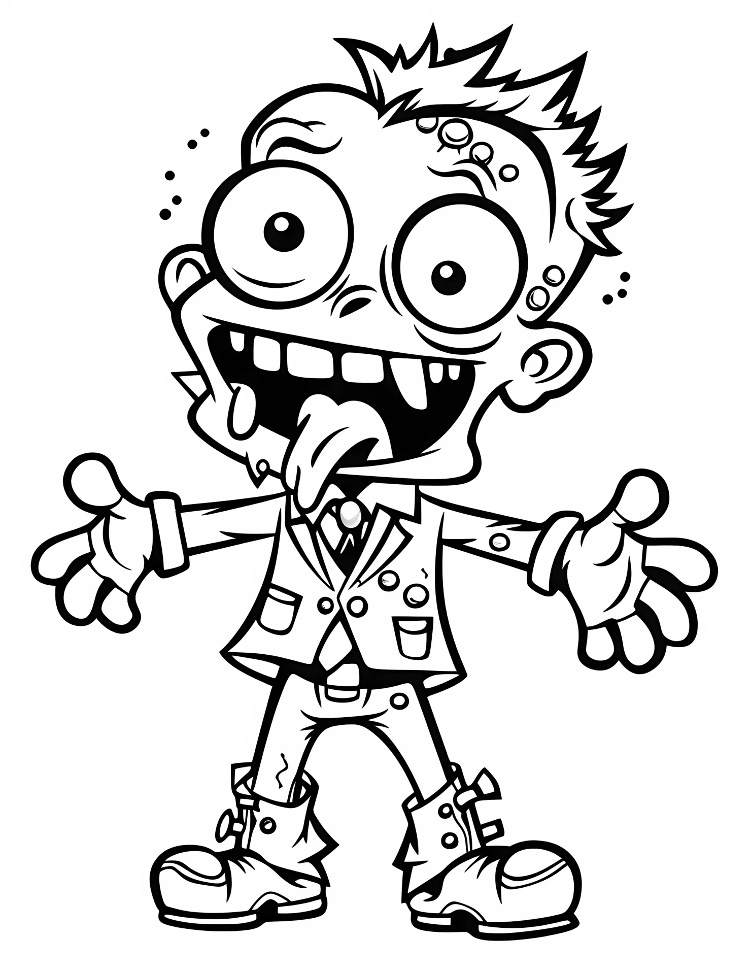 Zombie for kids coloring page on white color background #32817