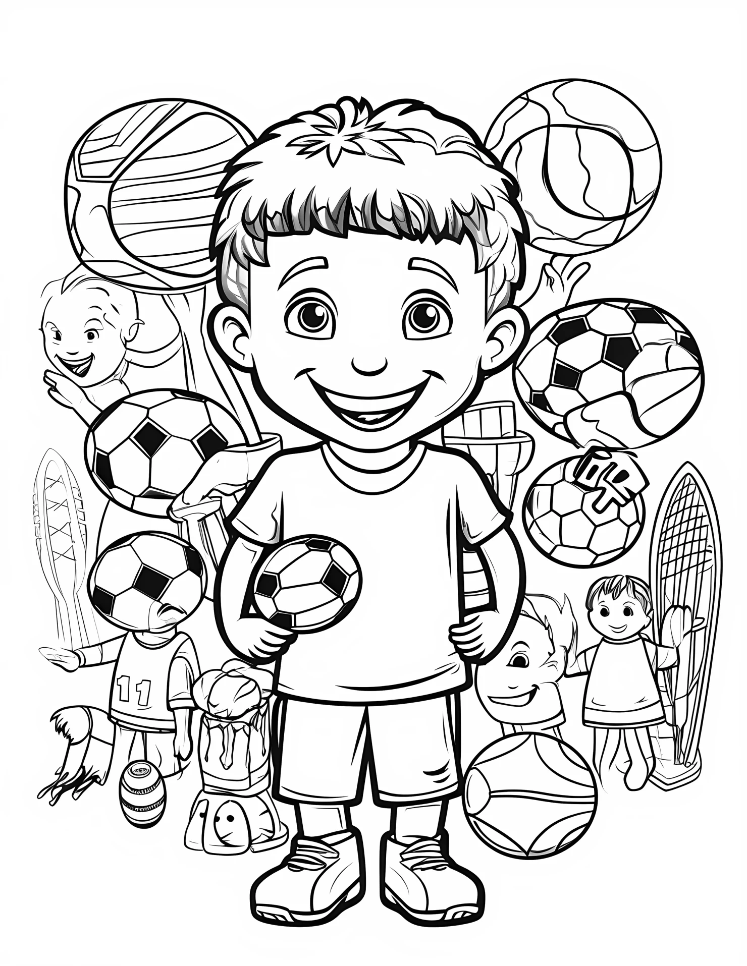 Sport for kids coloring page on white color background #32847