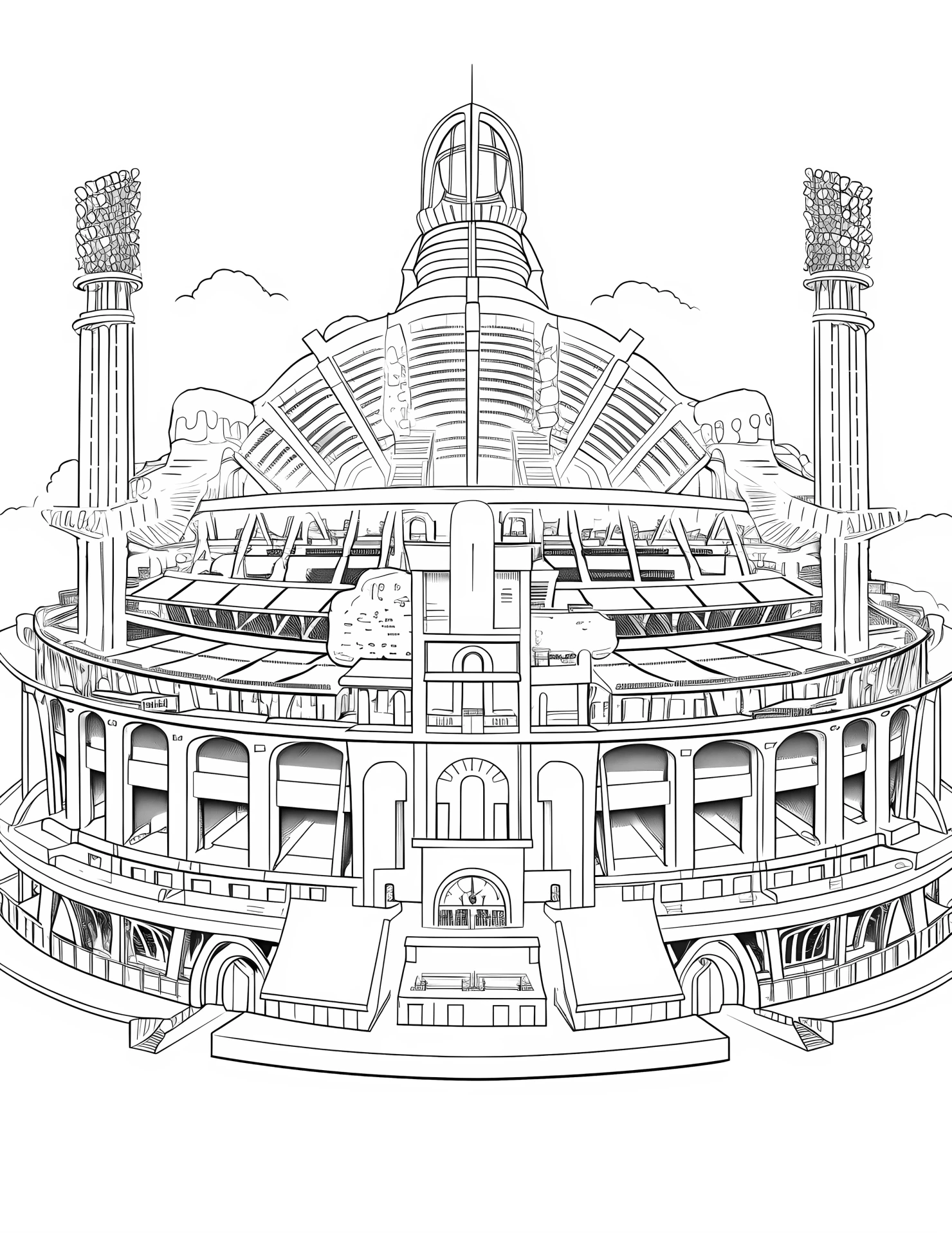 Stadium for kids coloring page on white color background #32868
