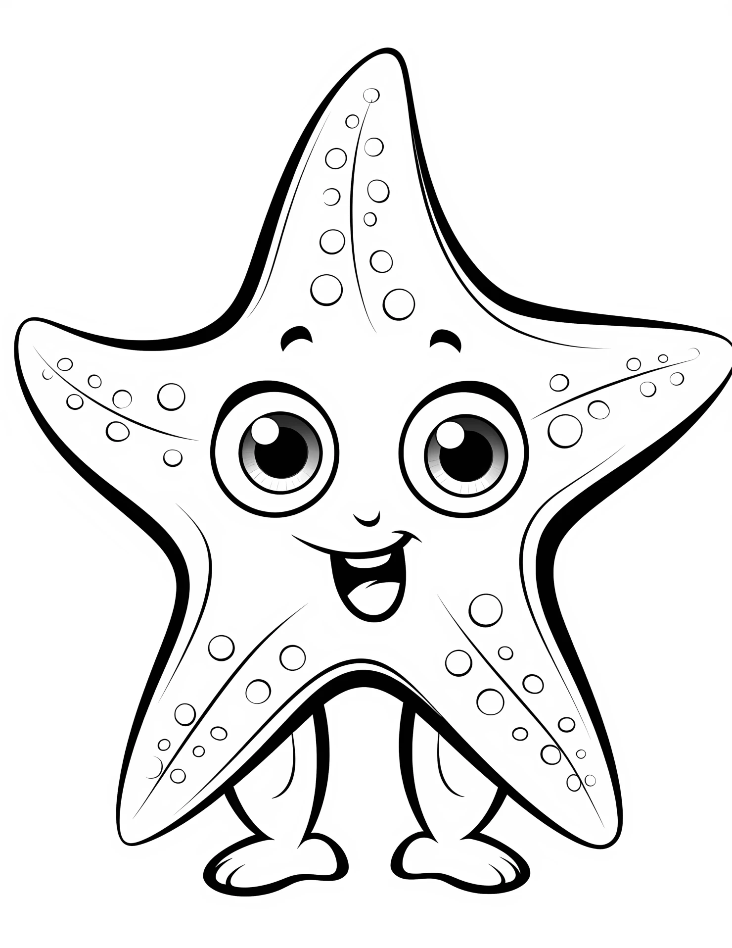 Starfish for kids coloring page on white color background #32886