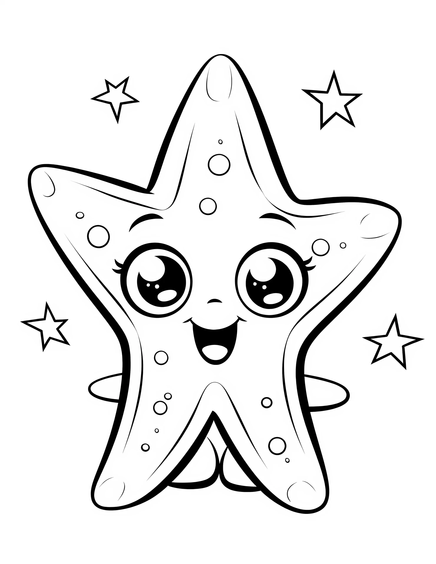Starfish for kids coloring page on white color background #32887