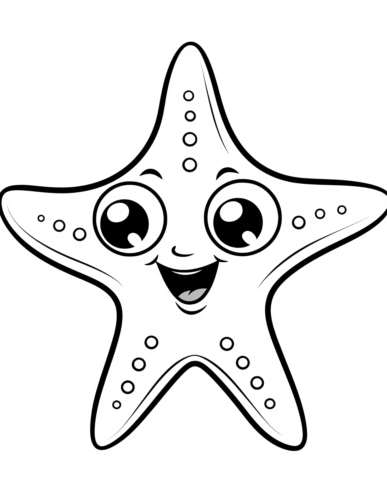 Starfish for kids coloring page on white color background #32888