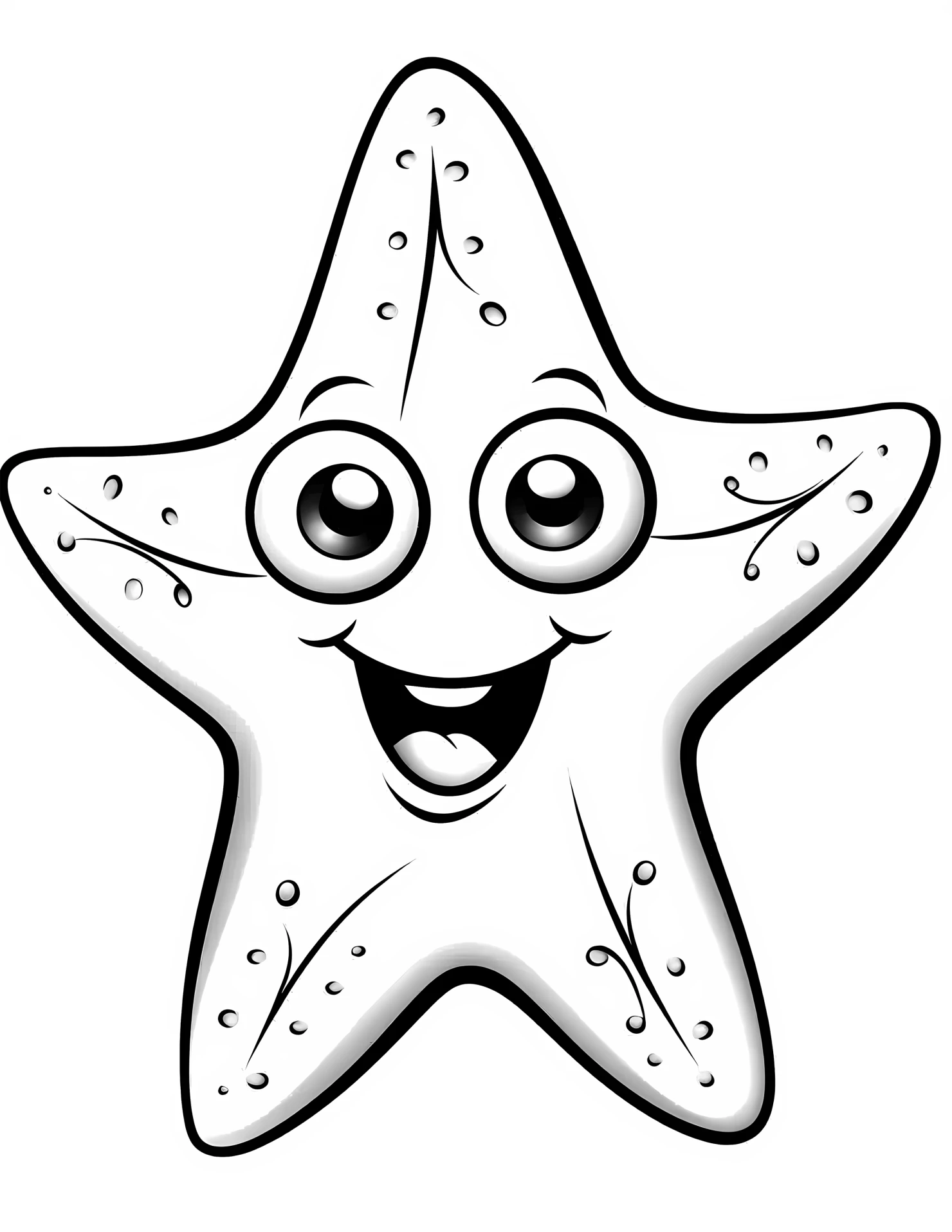 Starfish for kids coloring page on white color background #32889