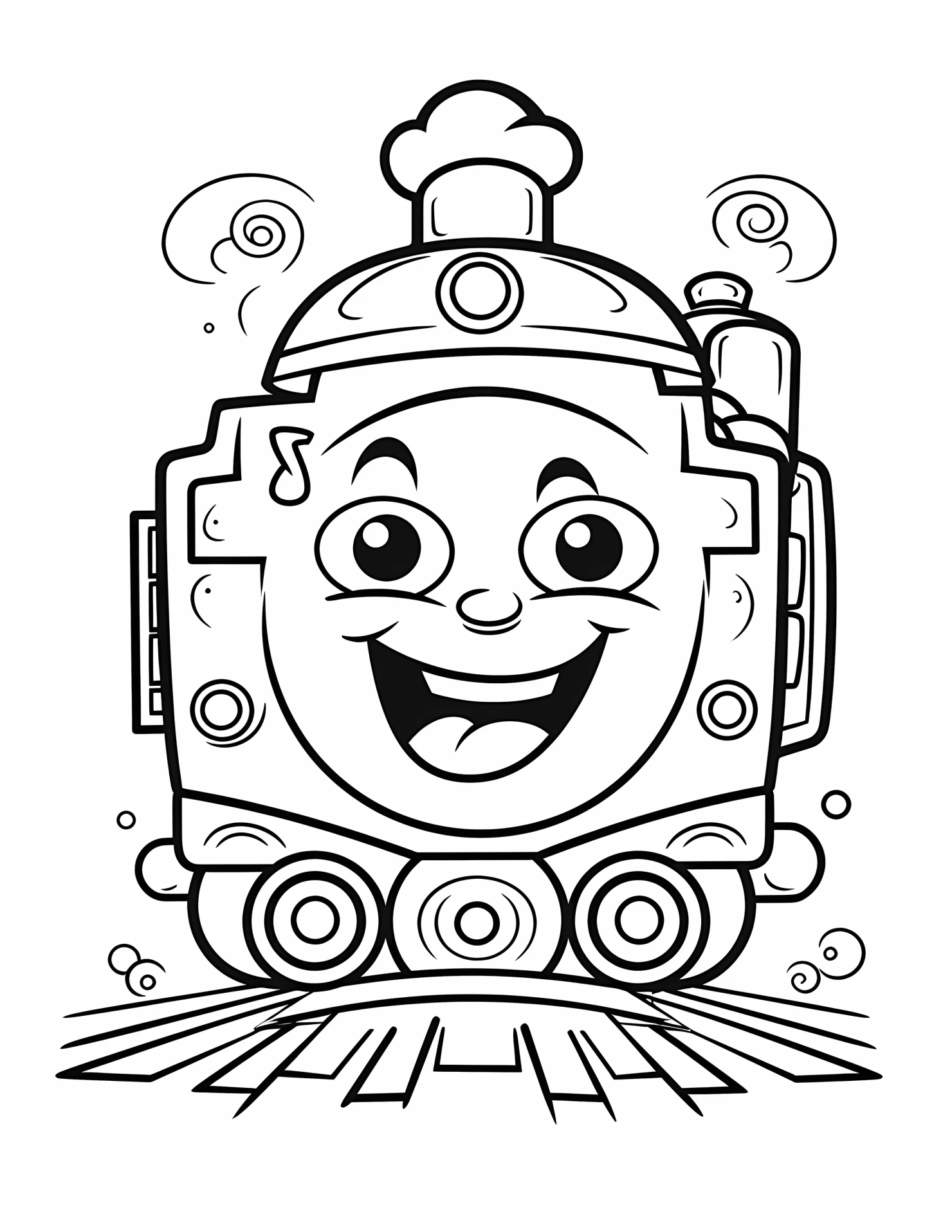 Steam train for kids coloring page on white color background #32893