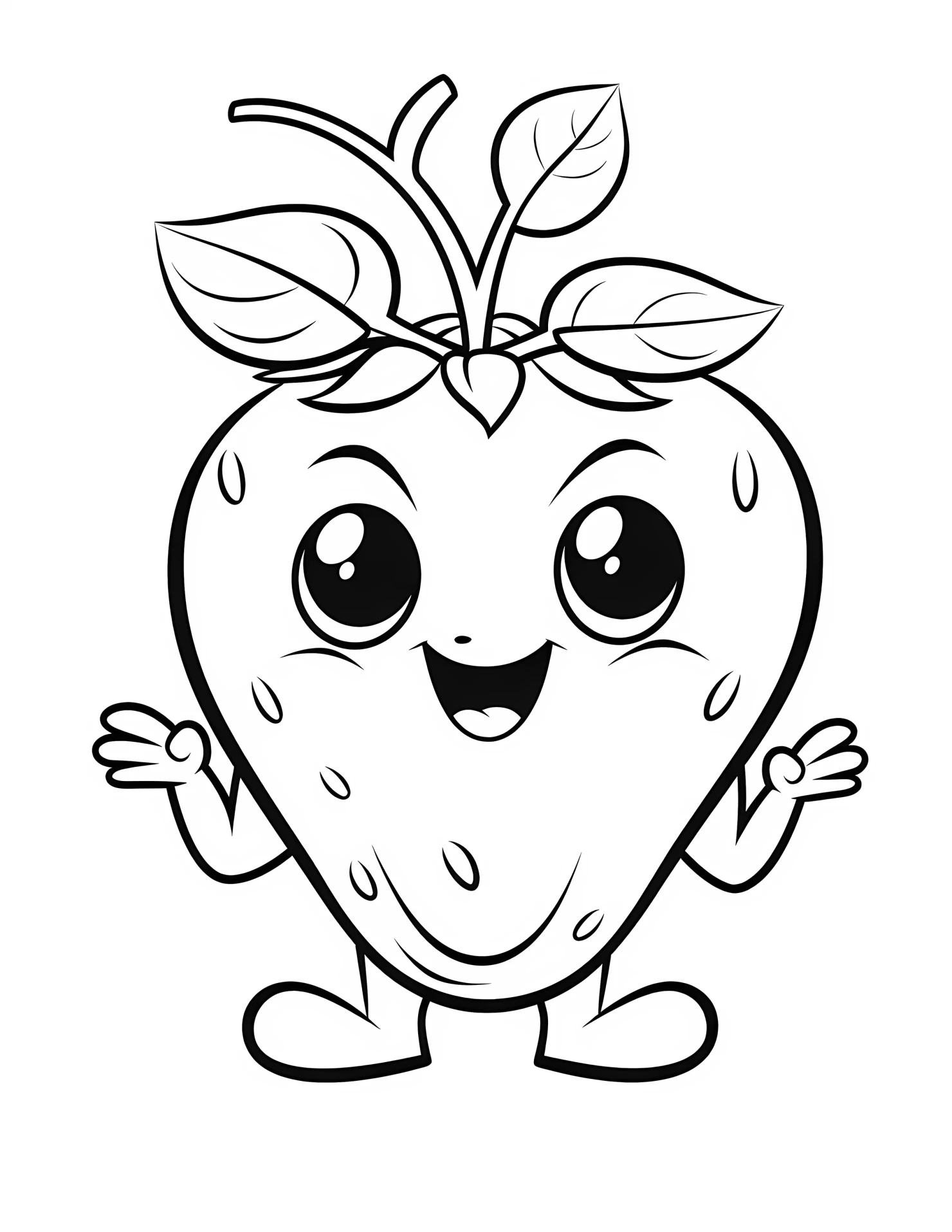 Strawberry for kids coloring page on white color background #32909