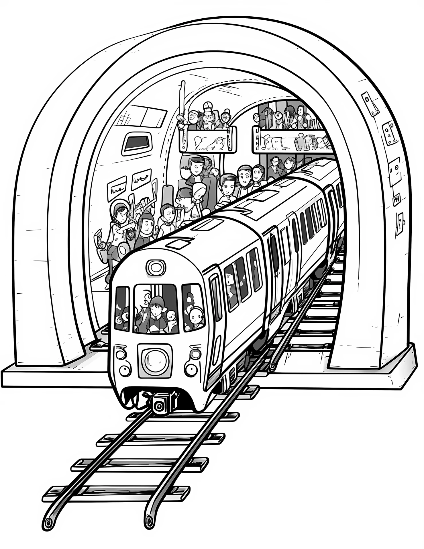 Subway for kids coloring page on white color background #32912