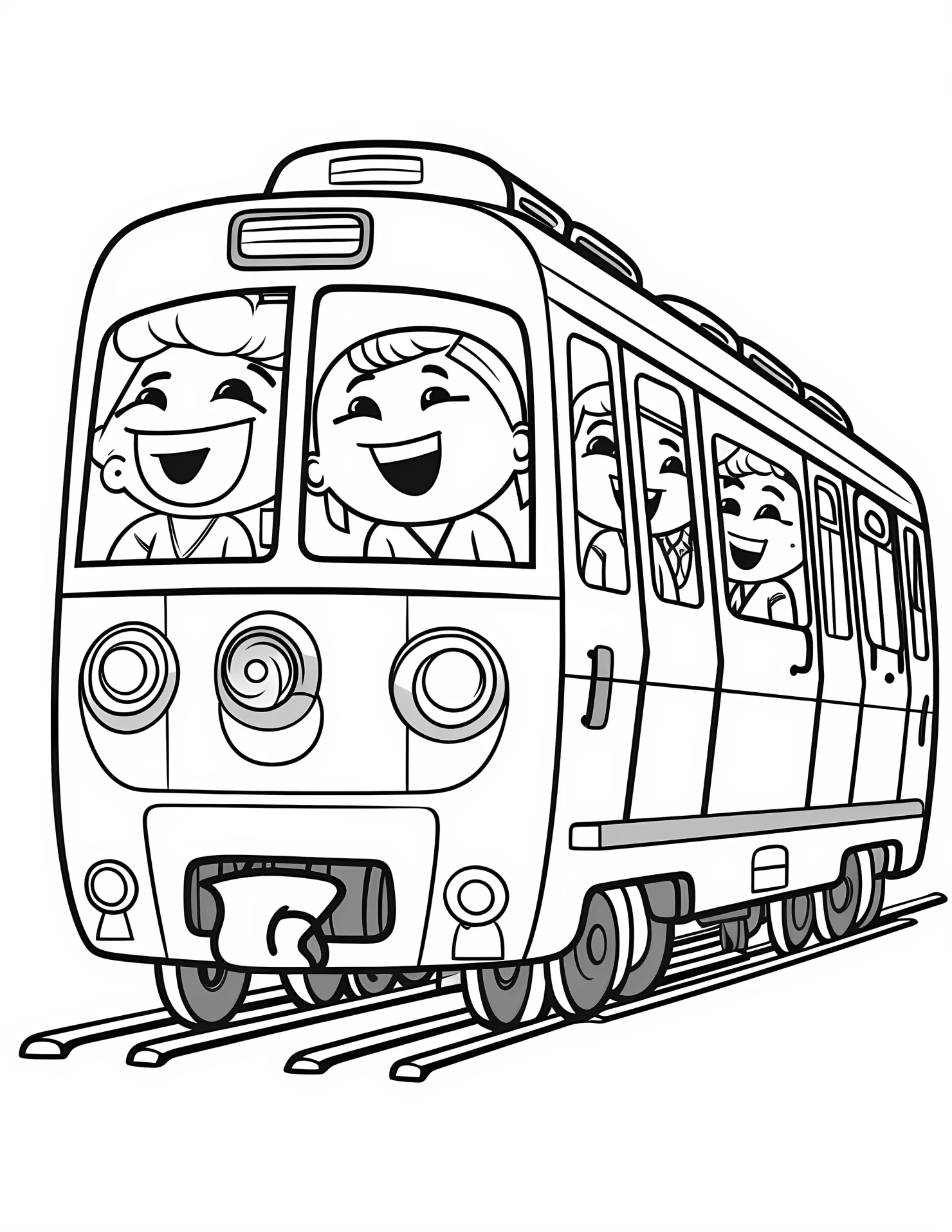 Subway train for kids coloring page on white color background #32914
