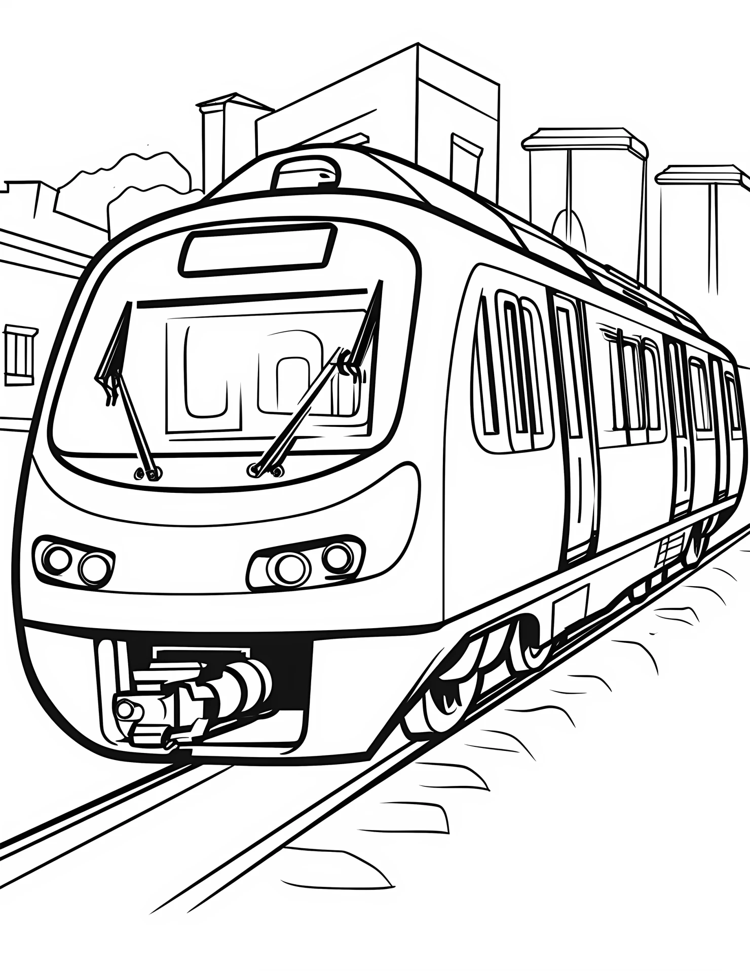 Subway train for kids coloring page on white color background #32915