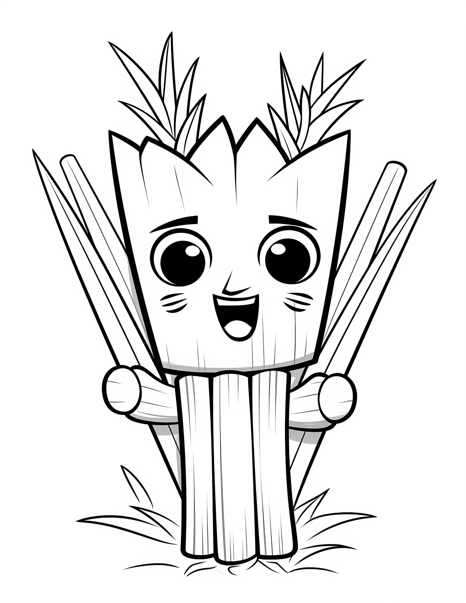 Sugar cane for kids coloring page on white color background #32919