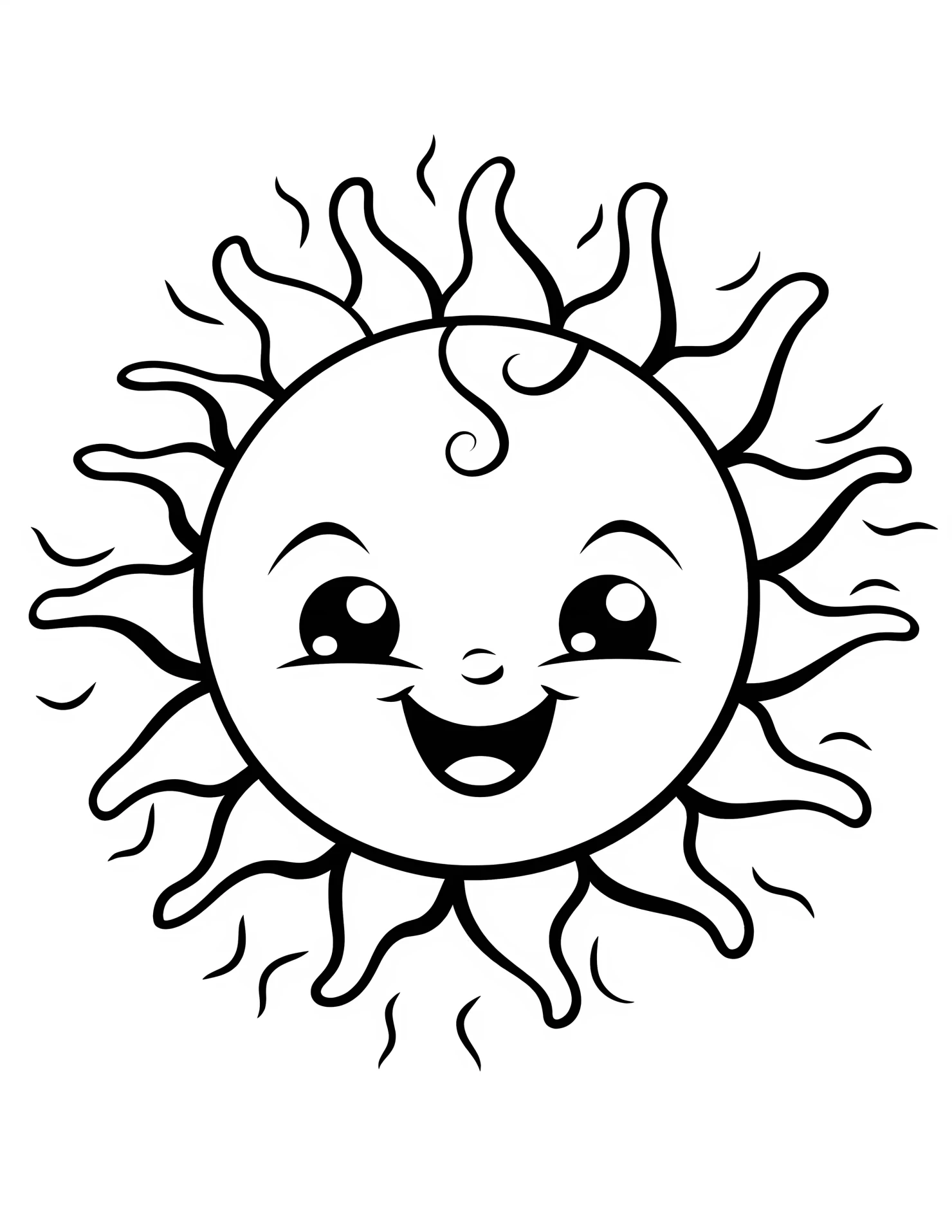 Sun for kids coloring page on white color background #32929