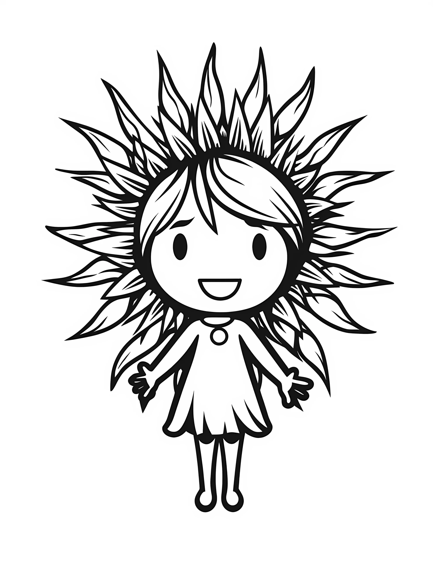 Sun fairy for kids coloring page on white color background #32930