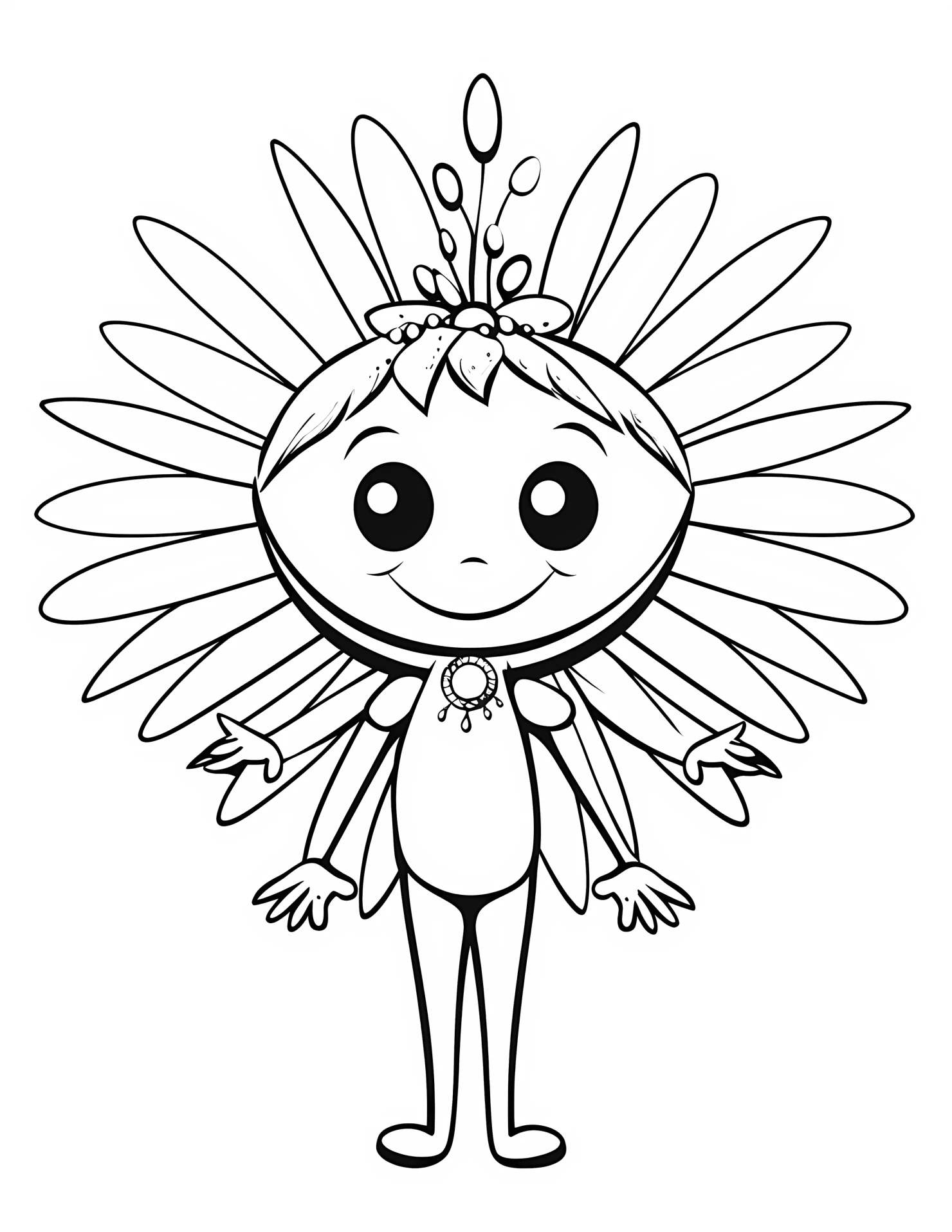 Sun fairy for kids coloring page on white color background #32931