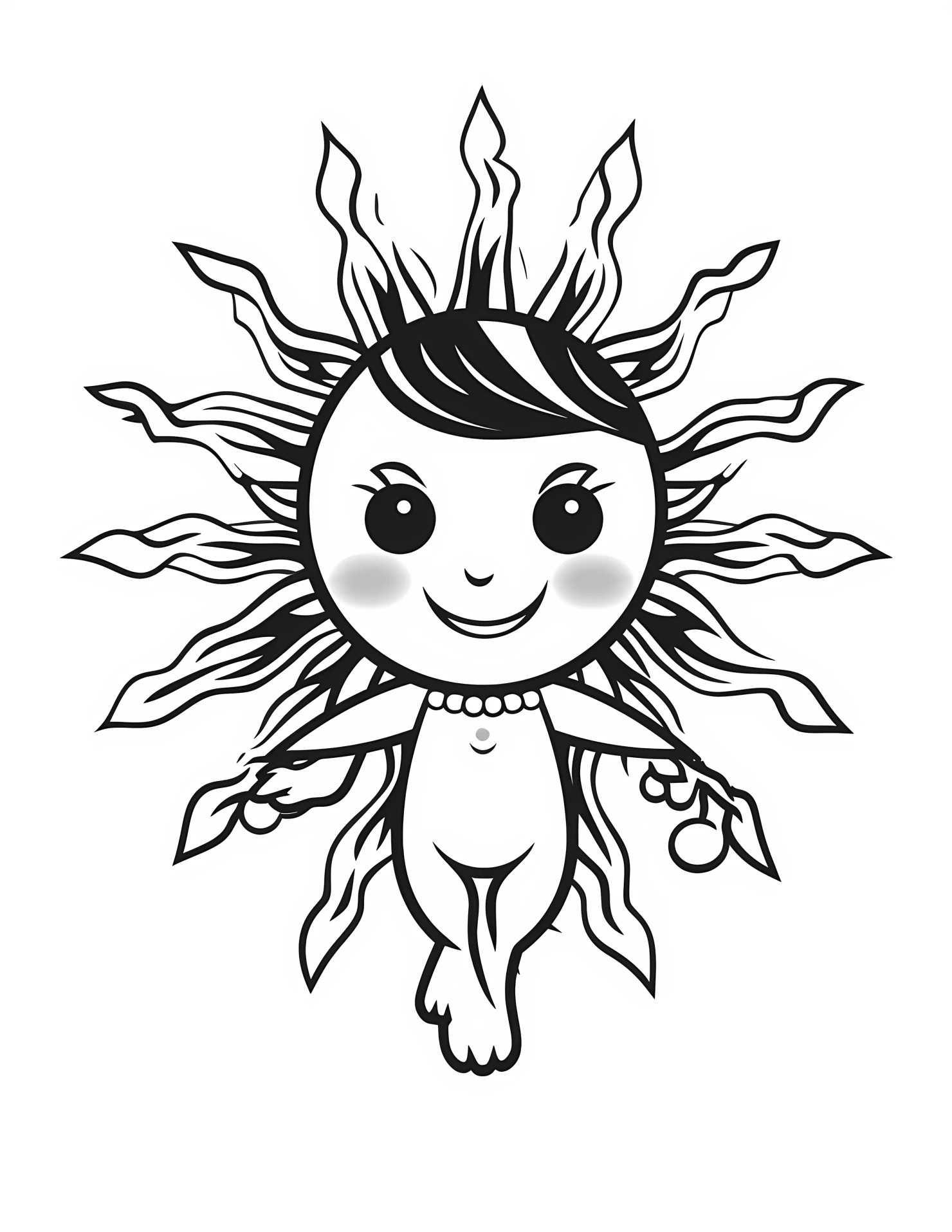 Sun fairy for kids coloring page on white color background #32933