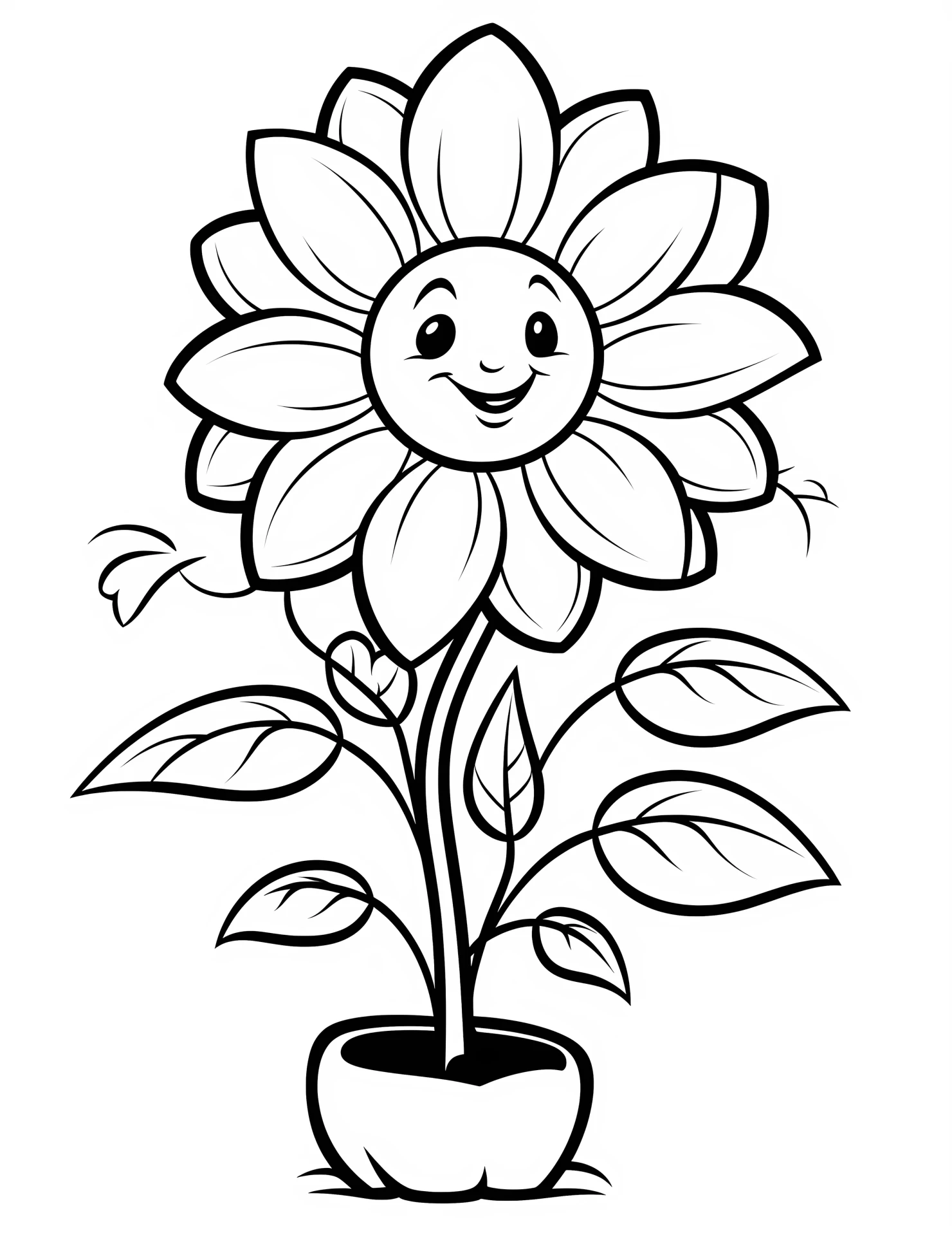 Sunflower for kids coloring page on white color background #32935