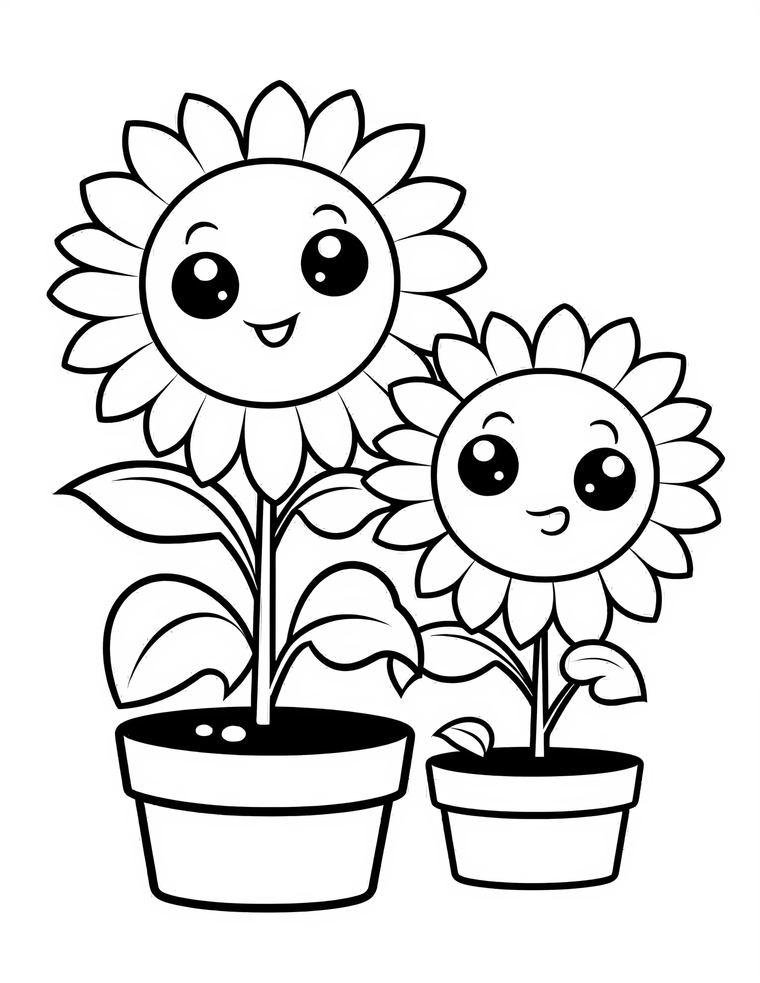 Sunflower for kids coloring page on white color background #32938