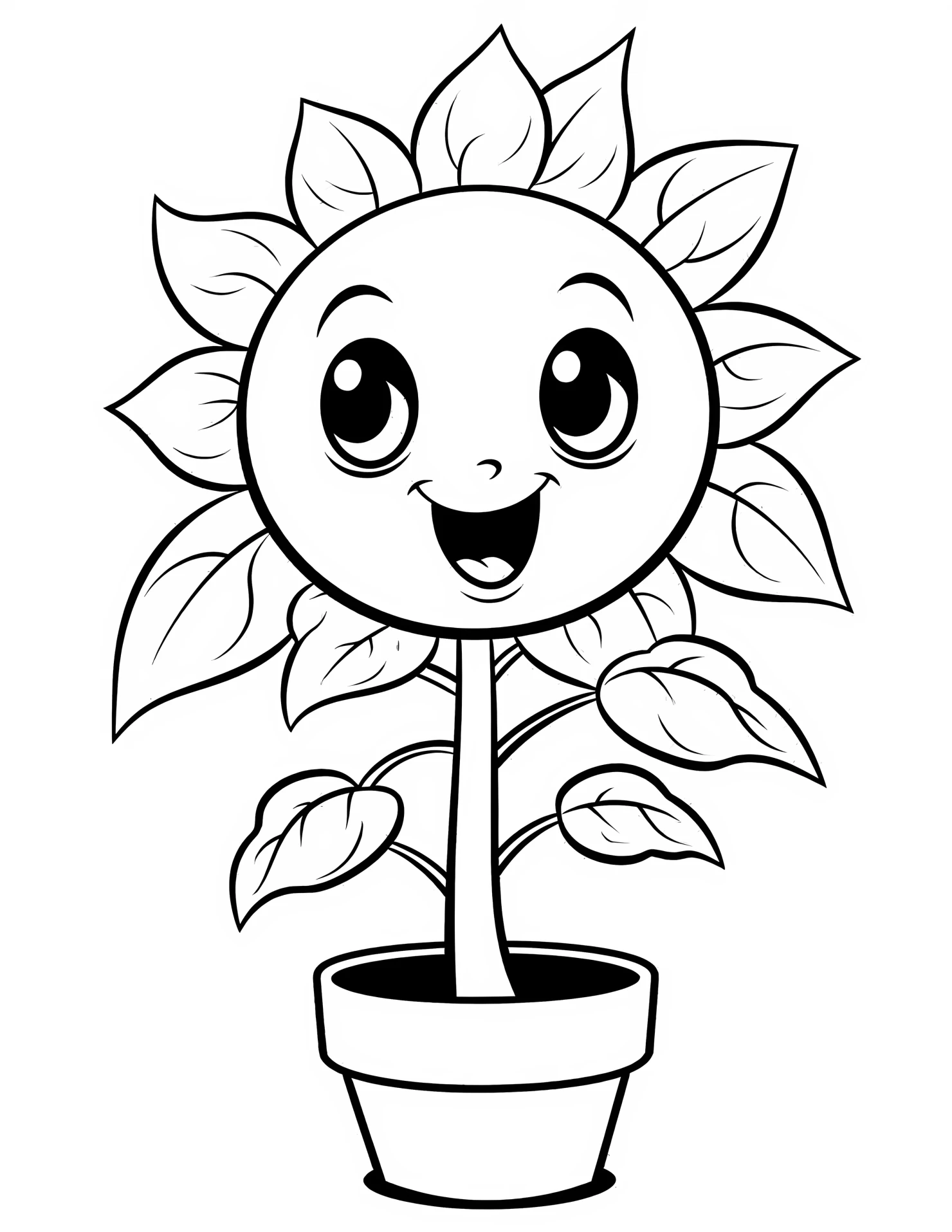 Sunflower for kids coloring page on white color background #32939
