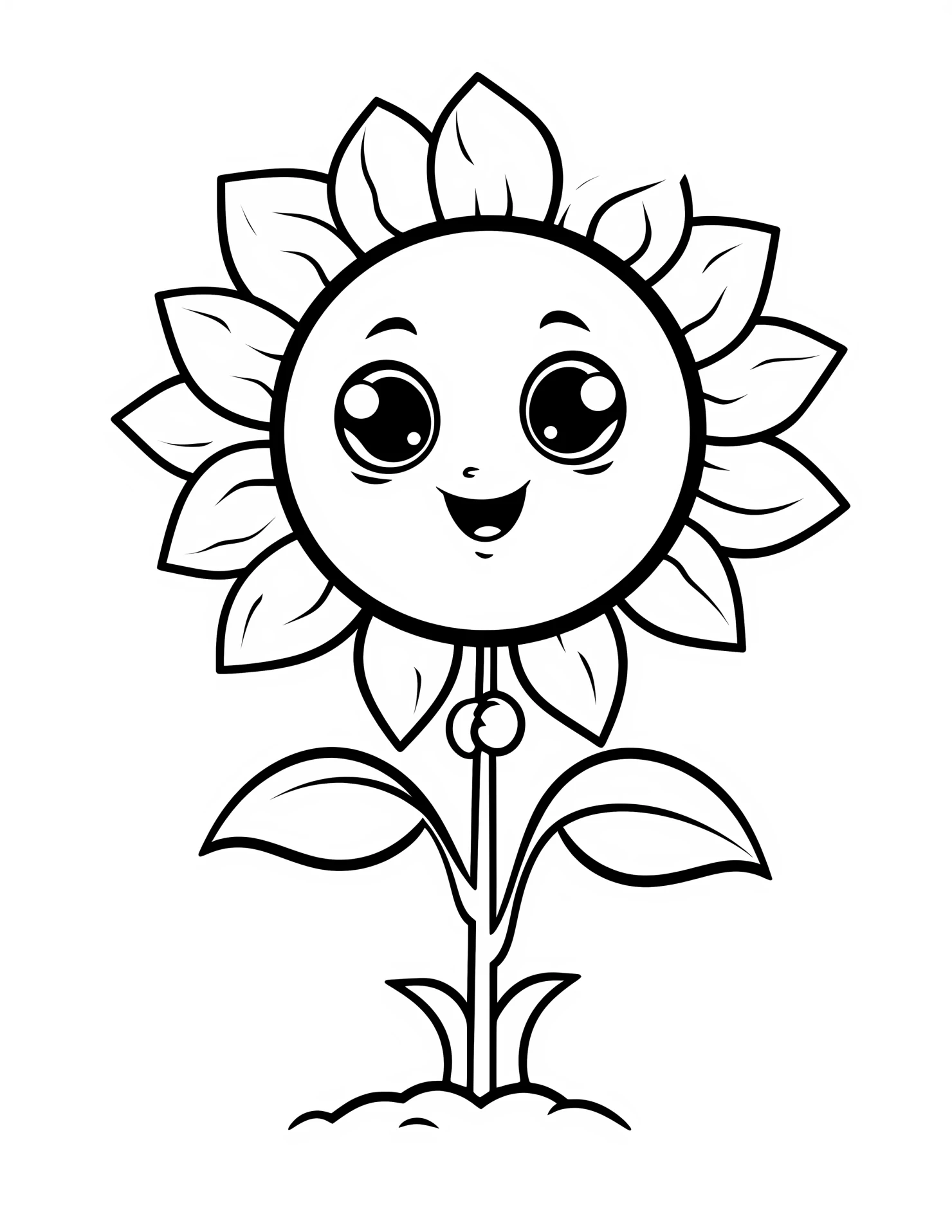 Sunflower for kids coloring page on white color background #32942