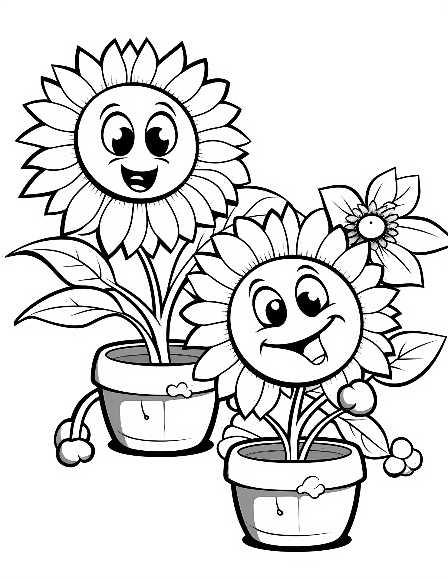 Sunflower for kids coloring page on white color background #32945