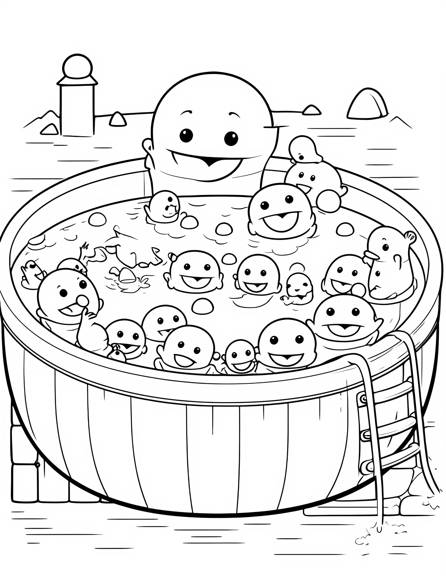 Swimming pool for kids coloring page on white color background #32982