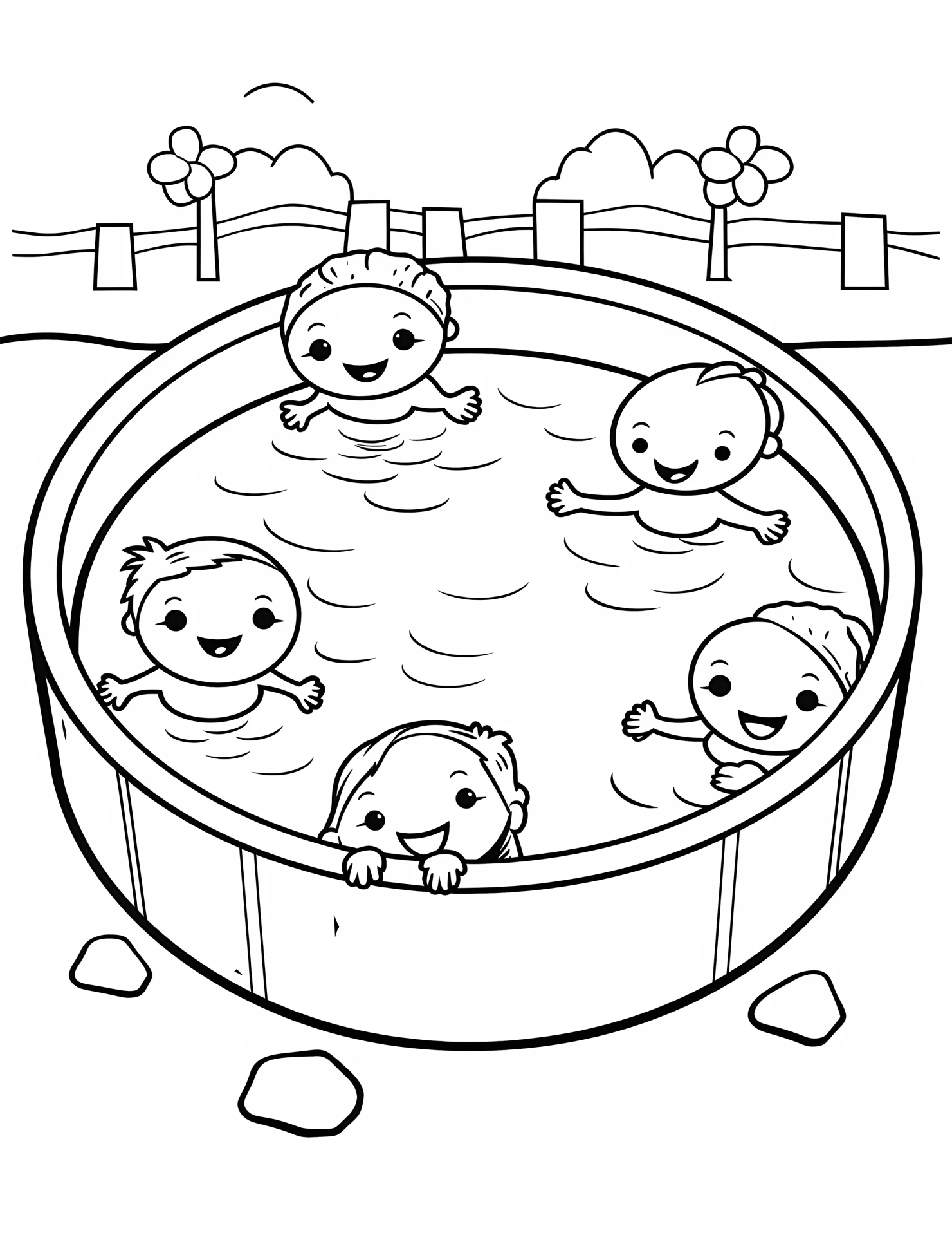Swimming pool for kids coloring page on white color background #32984