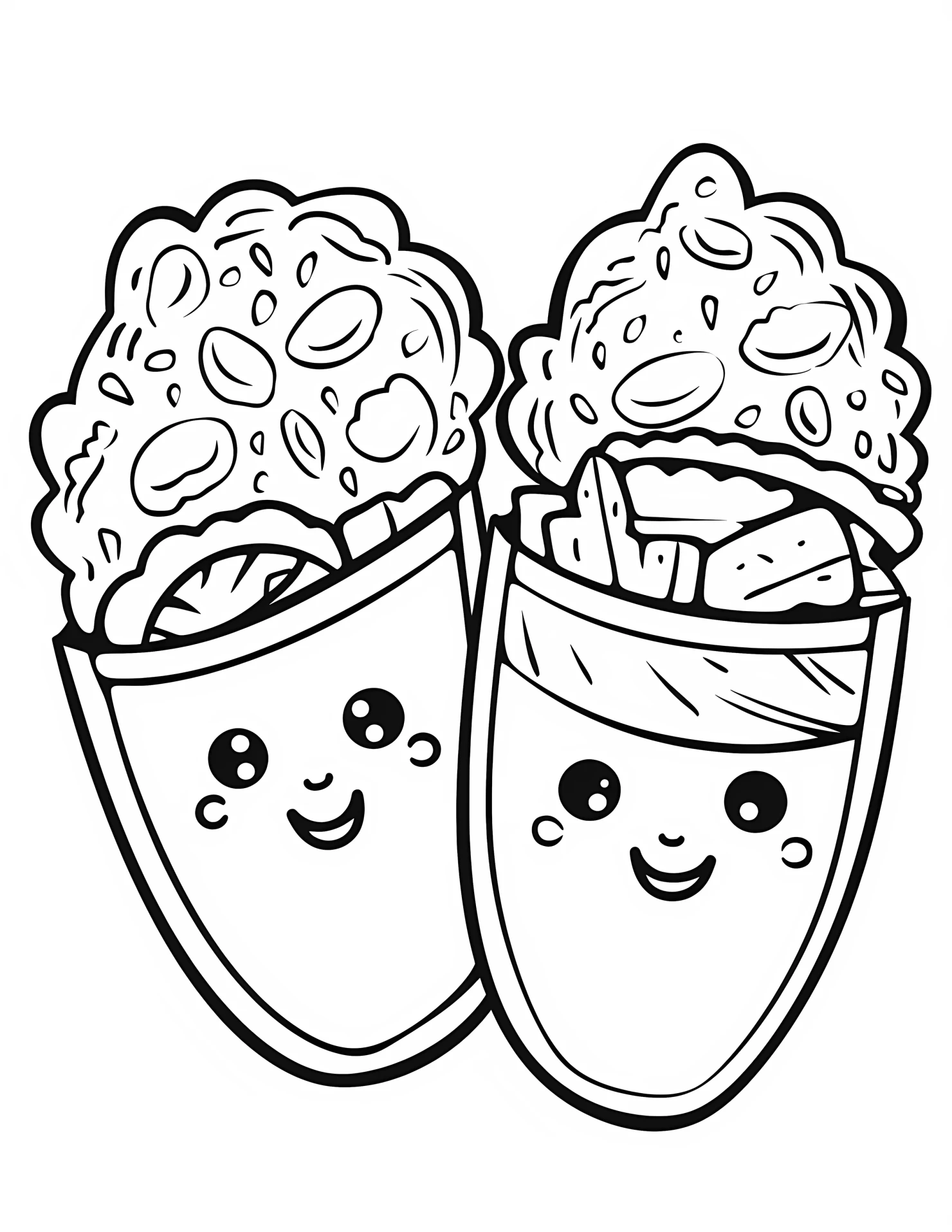 Tacos for kids coloring page on white color background #33000