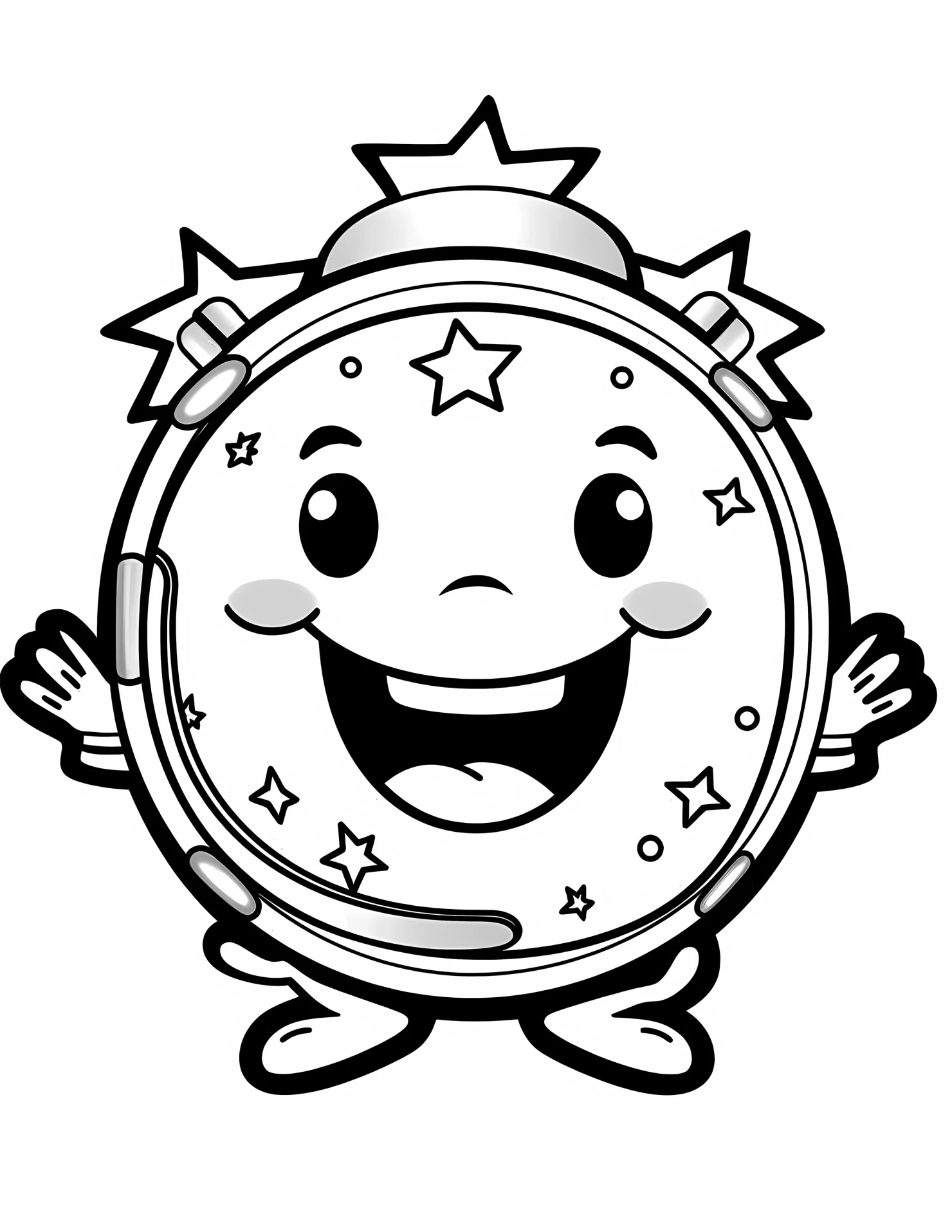 Tambourine for kids coloring page on white color background #33004