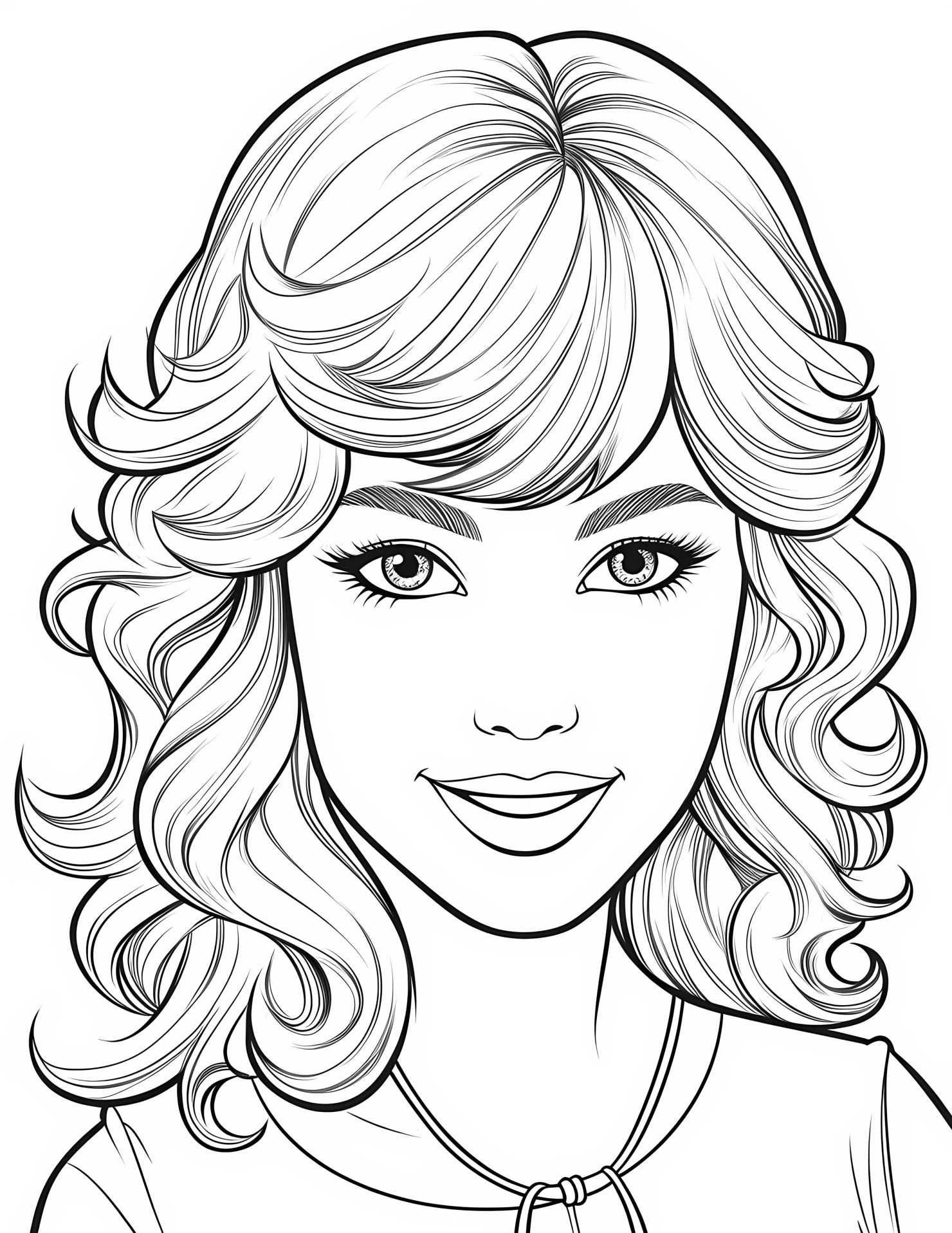 Taylor Swift for kids coloring page on white color background #33005