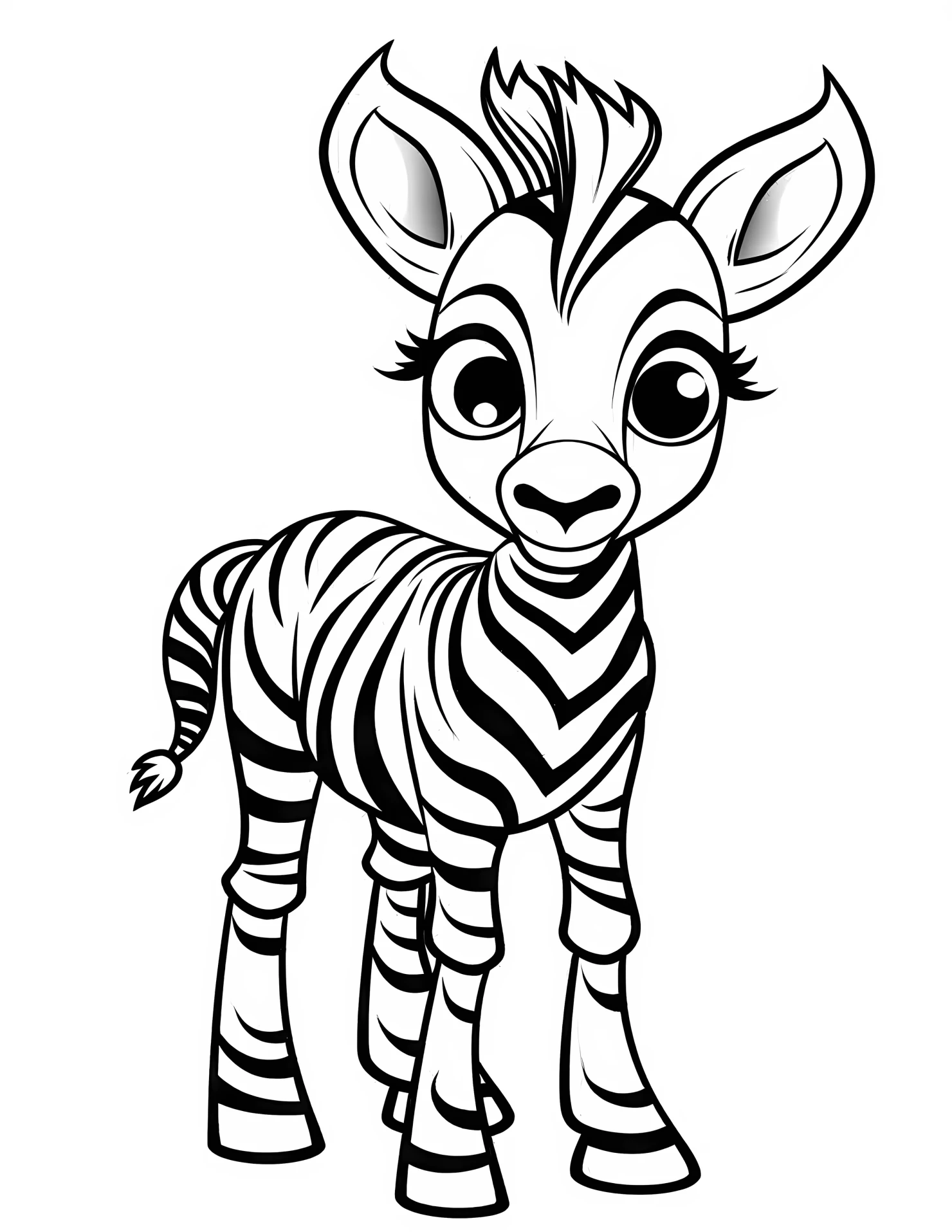 Zebra for kids coloring page on white color background #33015