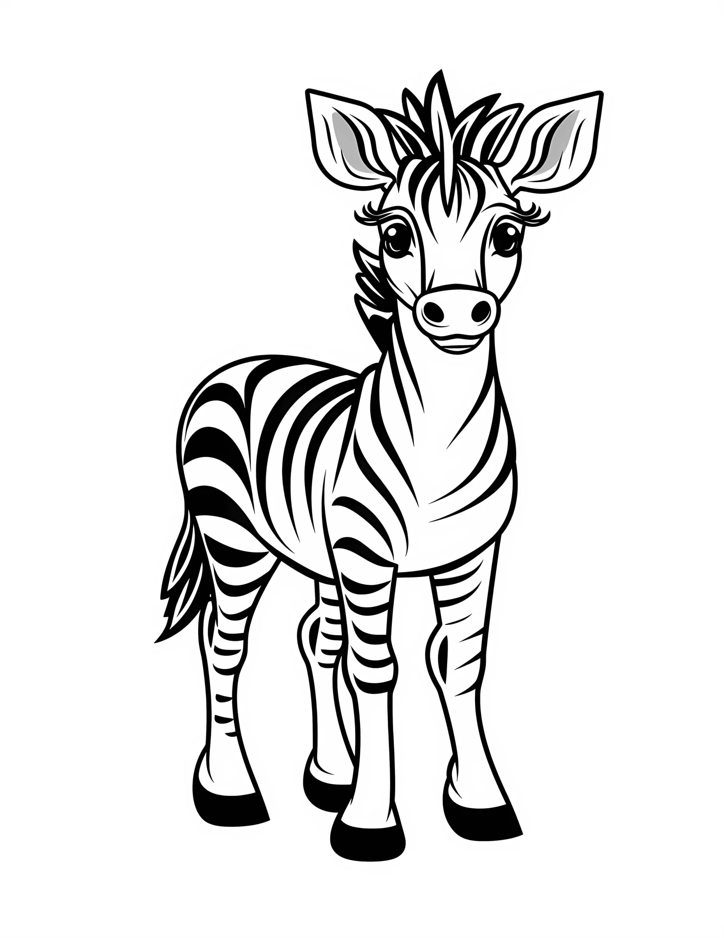 Zebra for kids coloring page on white color background #33018