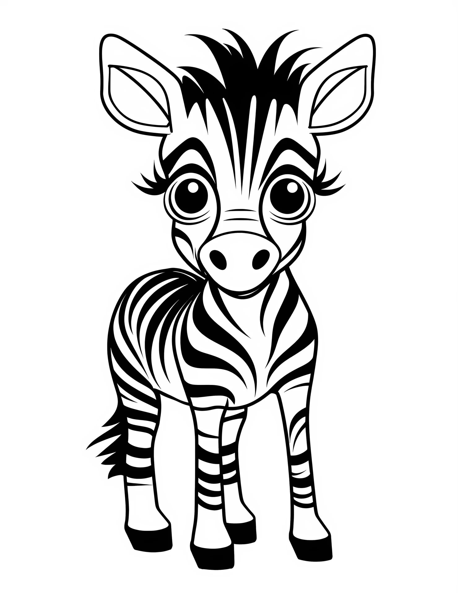 Zebra for kids coloring page on white color background #33019