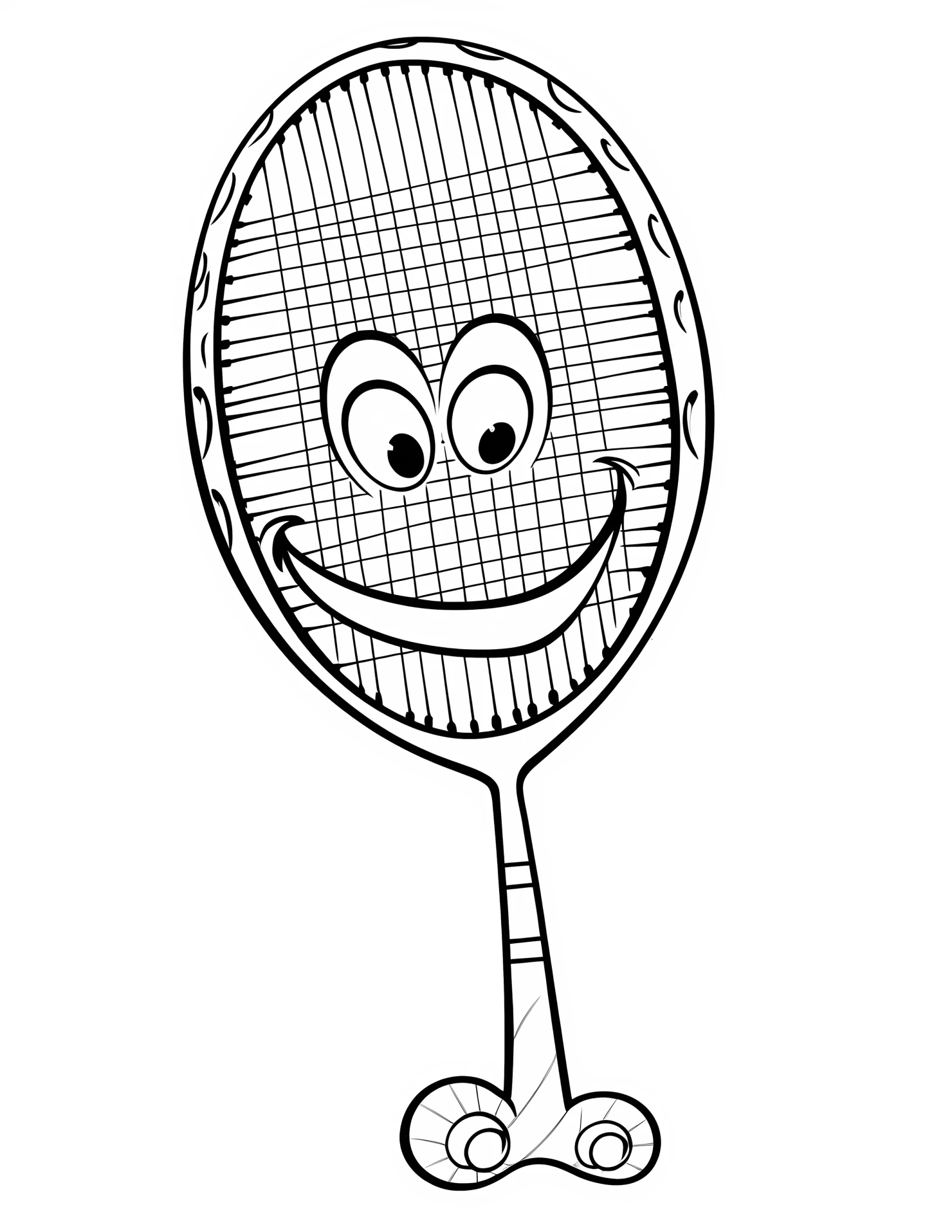 Tennis racket for kids coloring page on white color background #33031