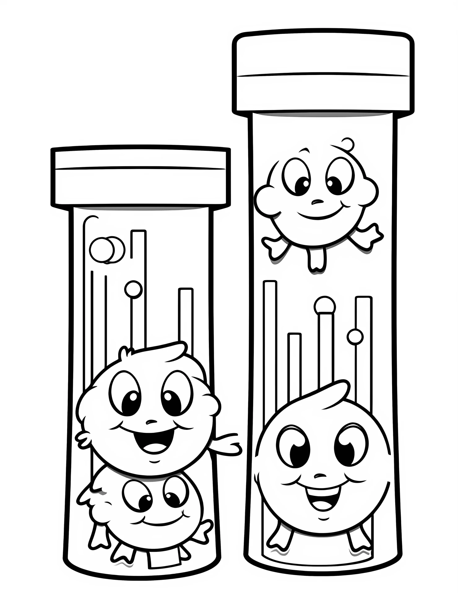 Test tubes for kids coloring page on white color background #33034