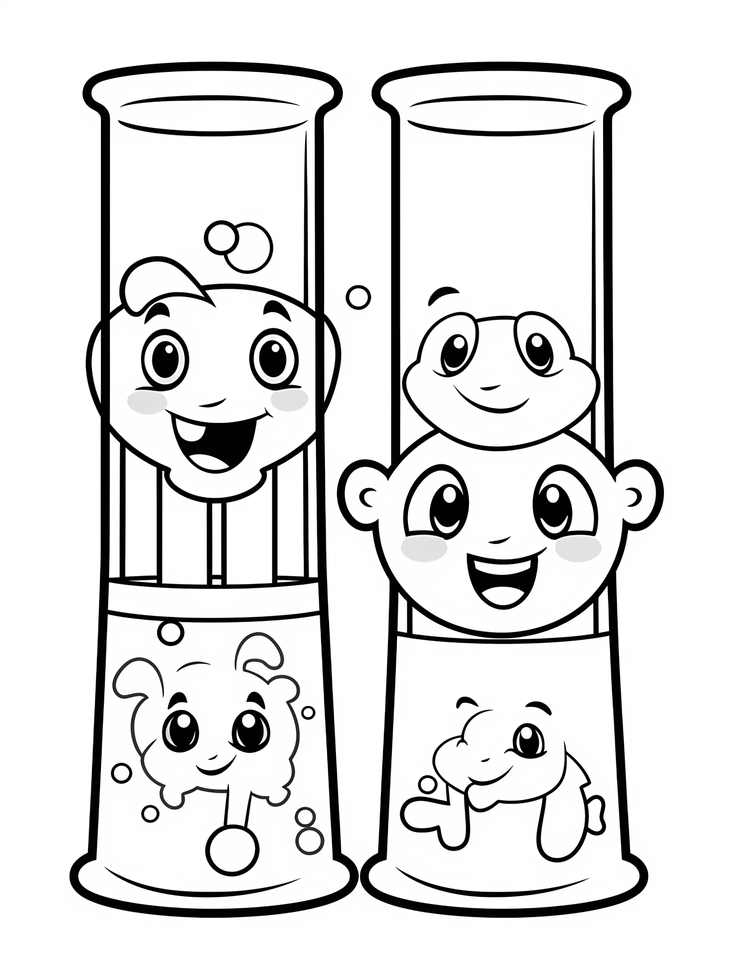 Test tubes for kids coloring page on white color background #33037