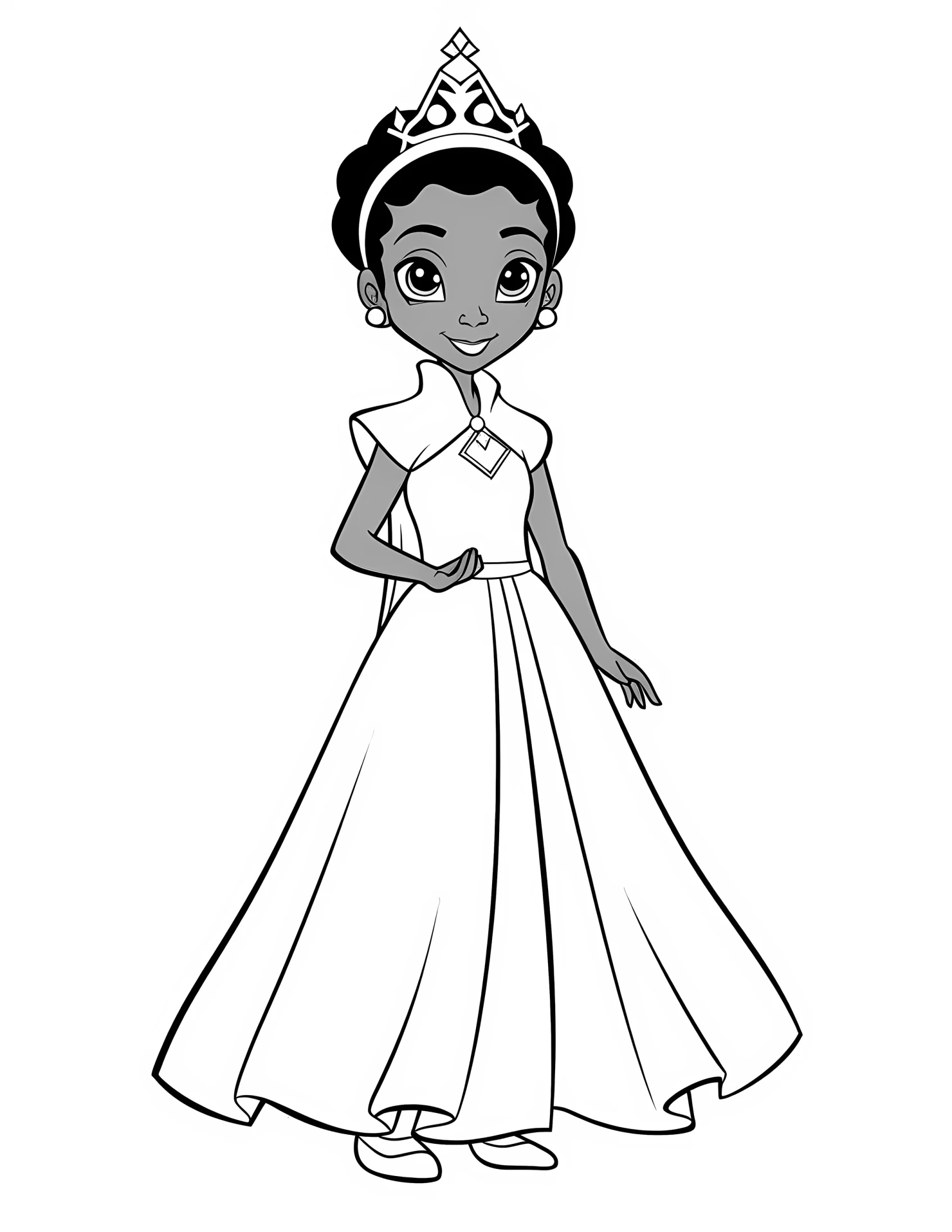 Tiana for kids coloring page on white color background #33076