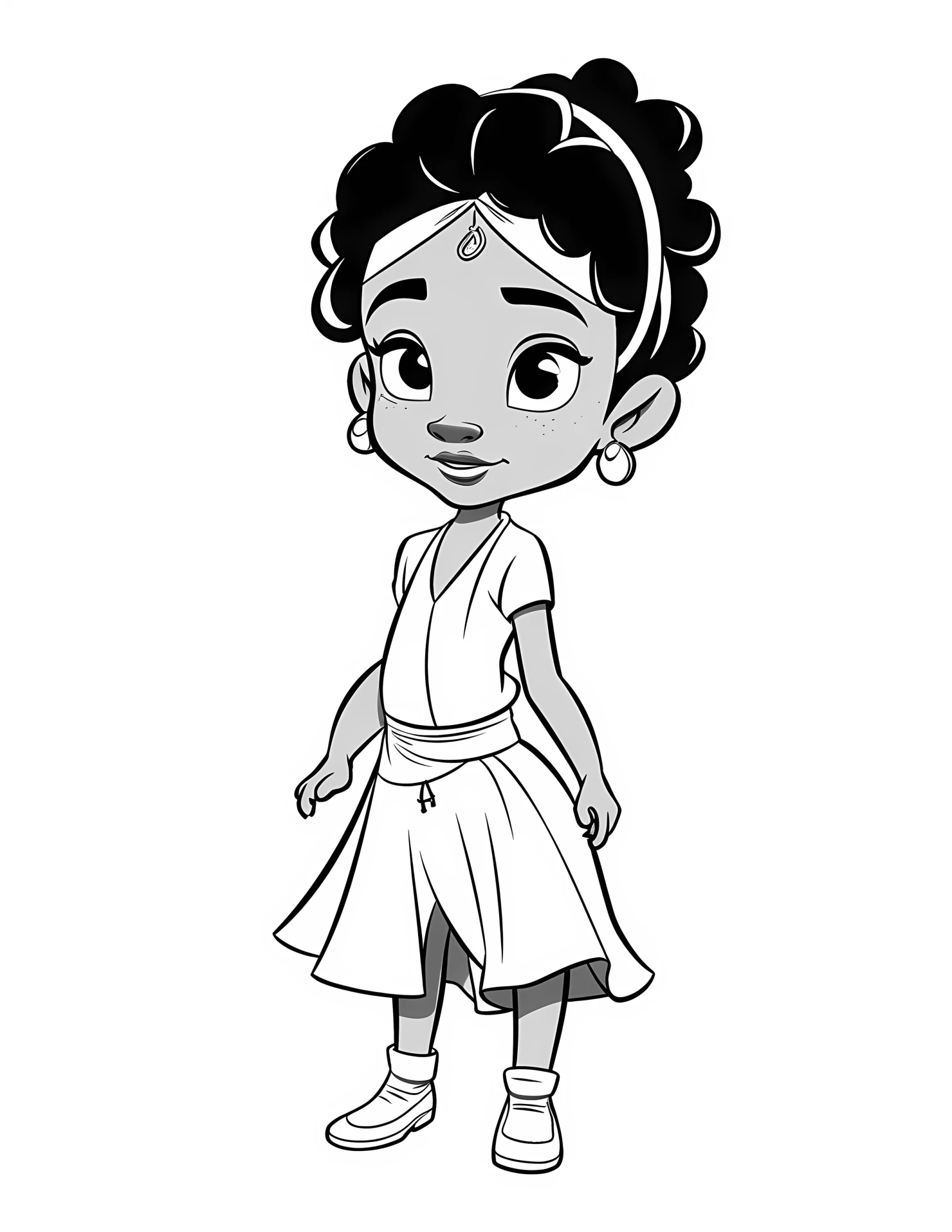 Tiana for kids coloring page on white color background #33078