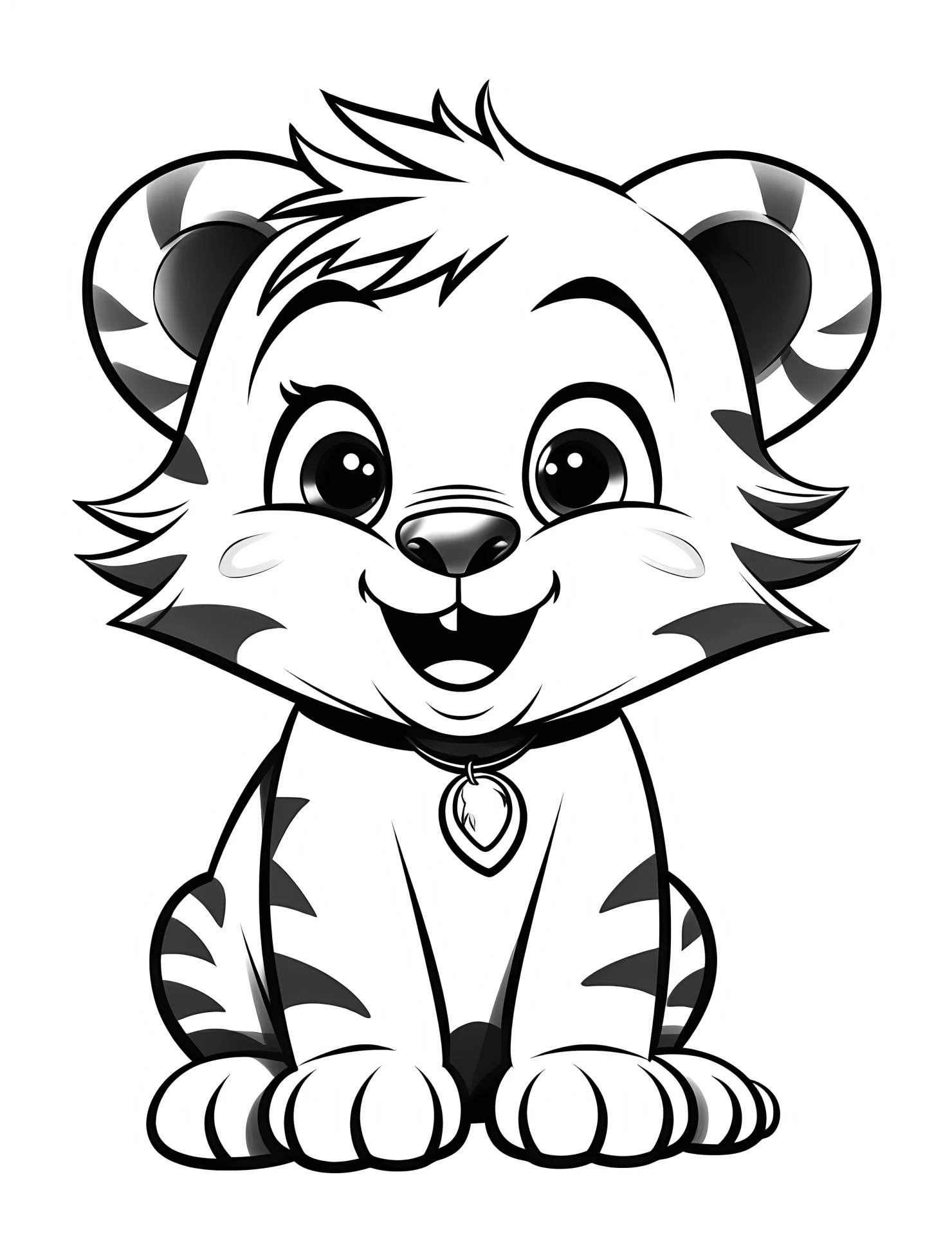 Tiger for kids coloring page on white color background #33079