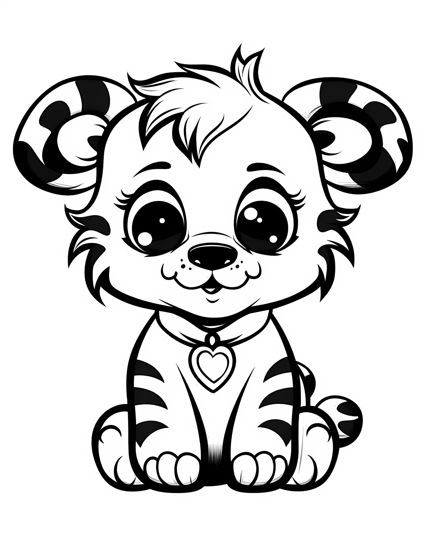 Tiger for kids coloring page on white color background #33081