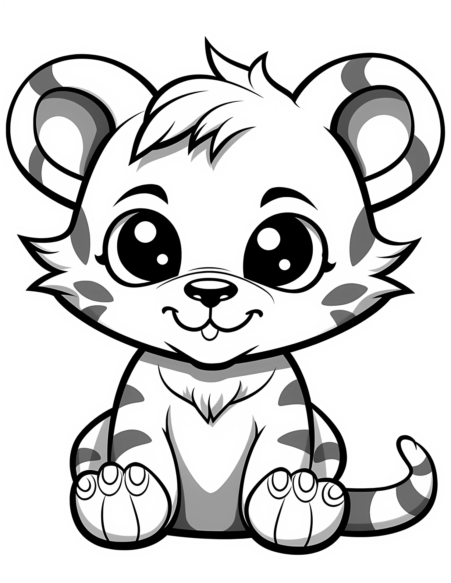 Tiger for kids coloring page on white color background #33082