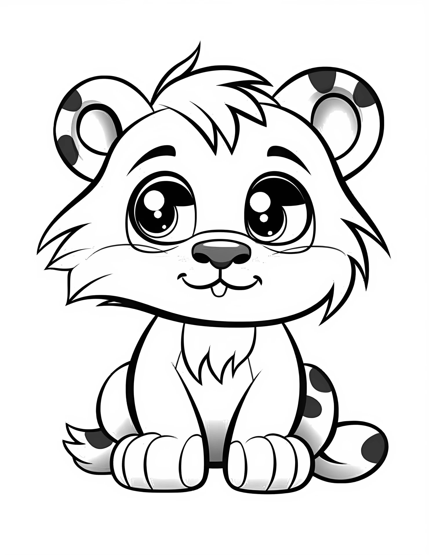 Tiger for kids coloring page on white color background #33083