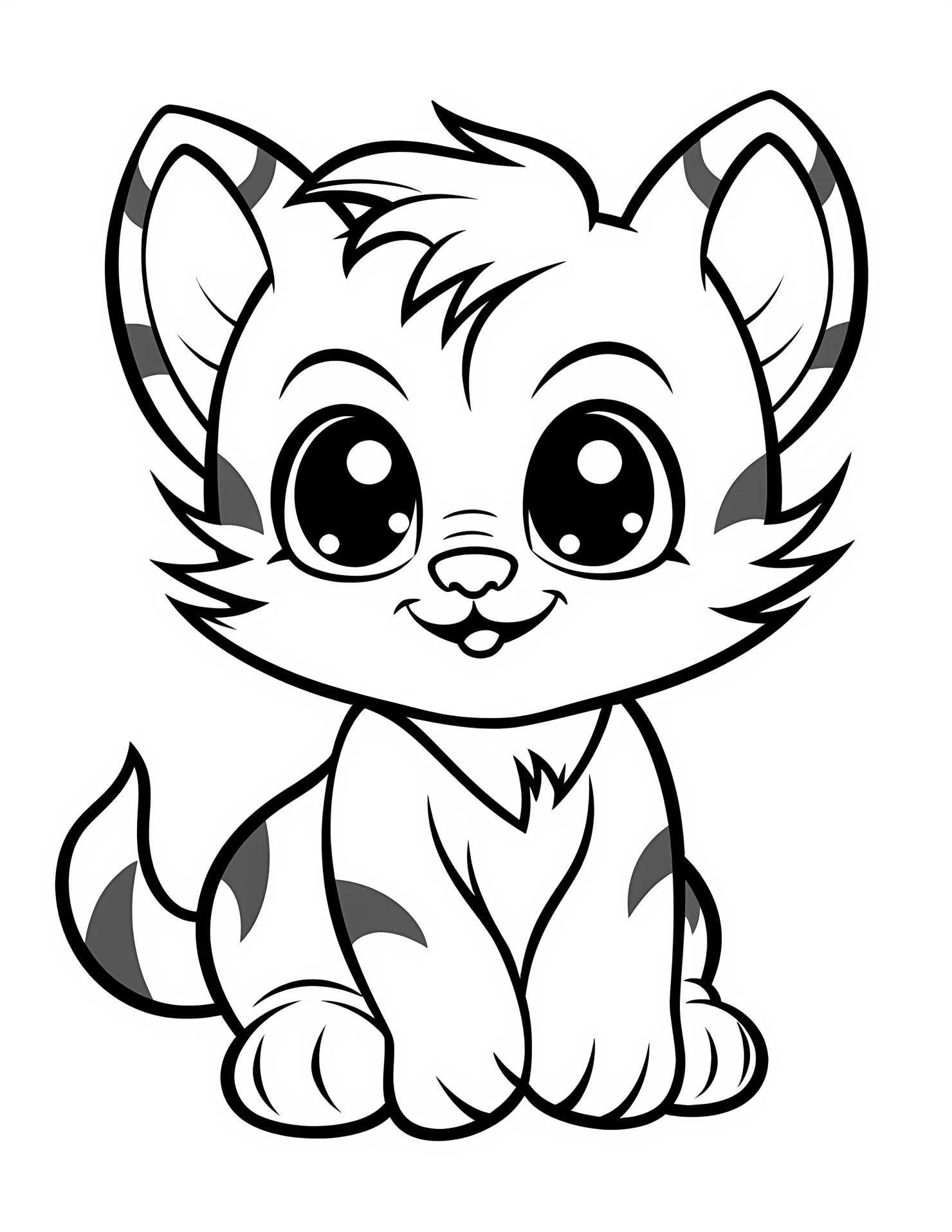 Tiger for kids coloring page on white color background #33084