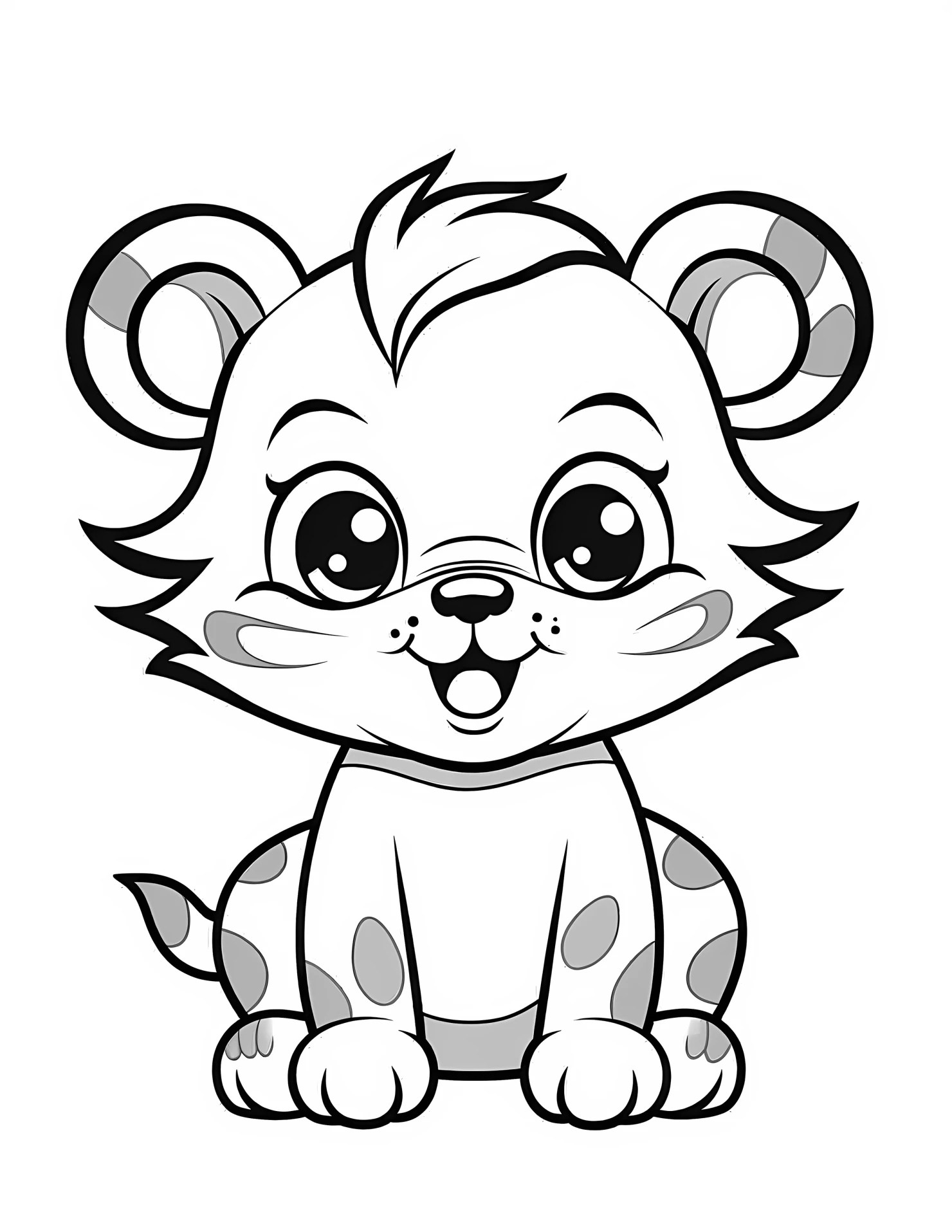 Tiger for kids coloring page on white color background #33085