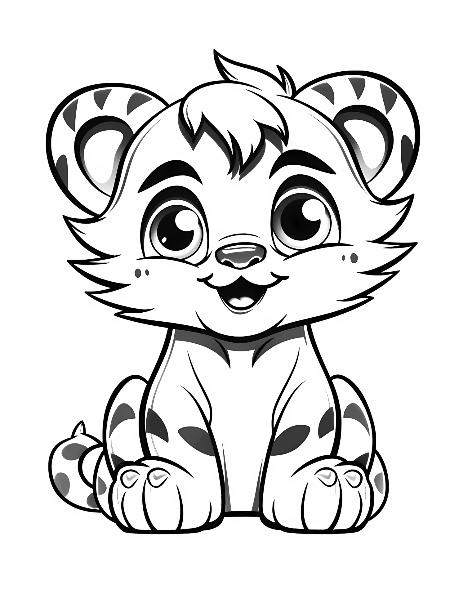 Tiger for kids coloring page on white color background #33086