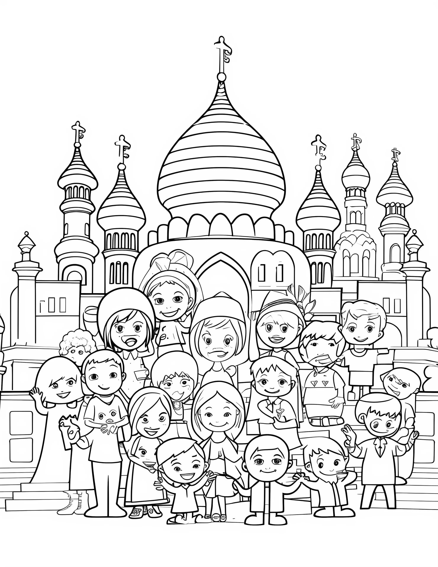 Tourist attraction for kids coloring page on white color background #33120