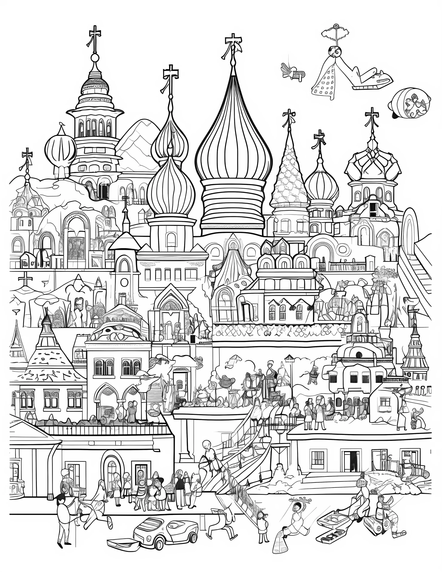 Tourist attraction for kids coloring page on white color background #33121