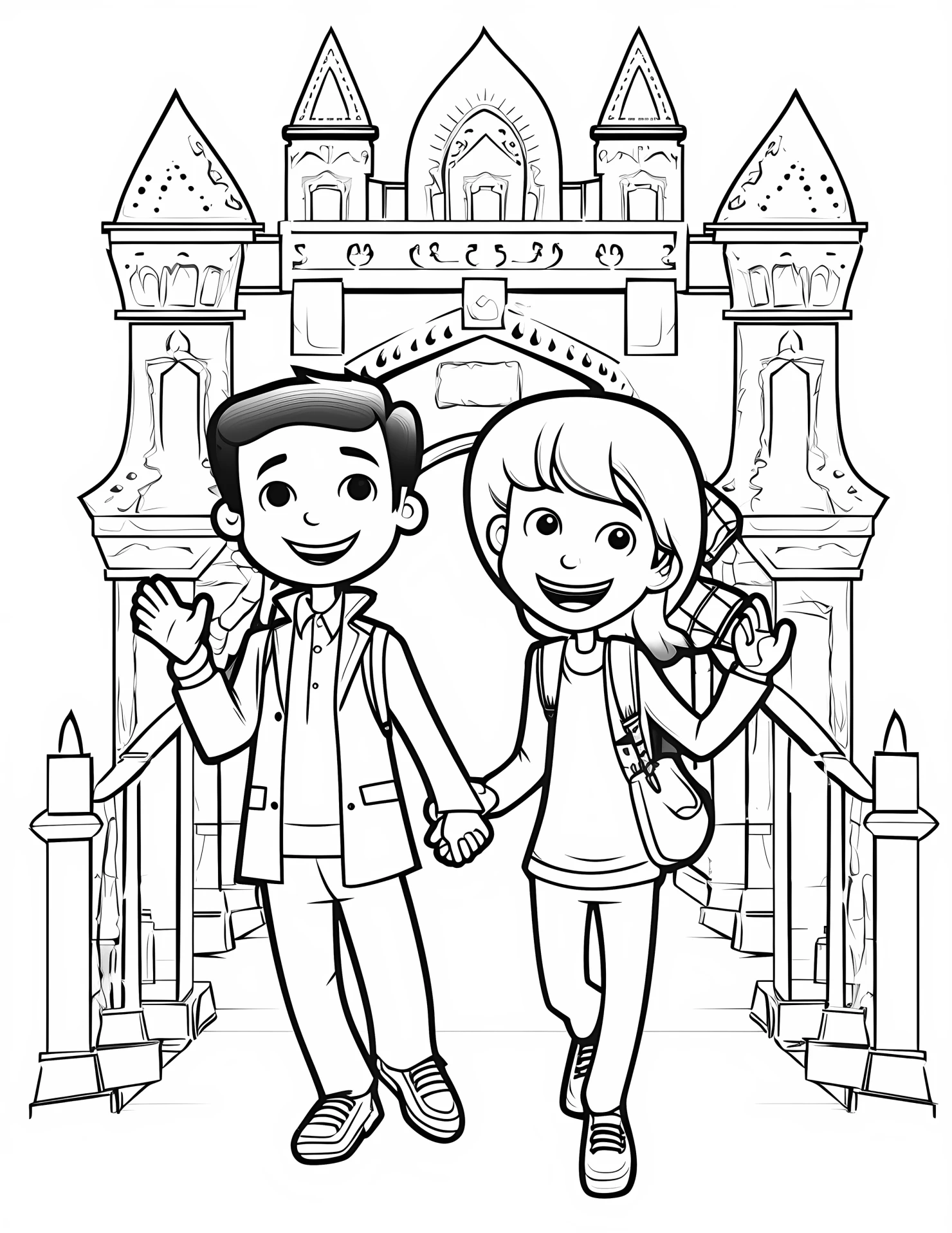 Tourist attraction for kids coloring page on white color background #33123