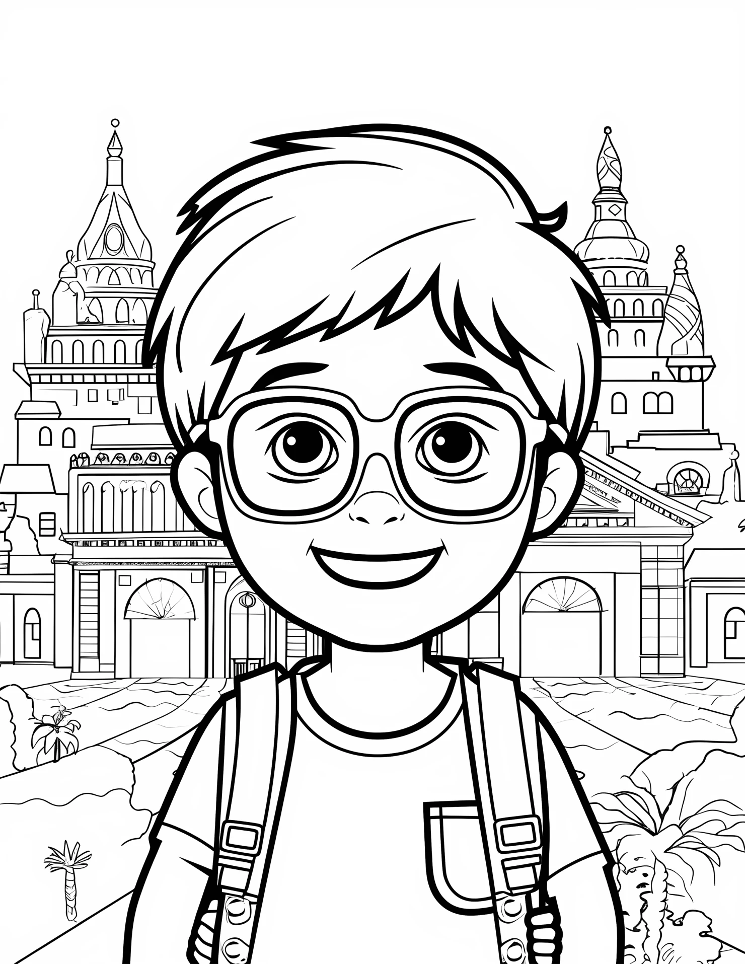Tourist attraction for kids coloring page on white color background #33124